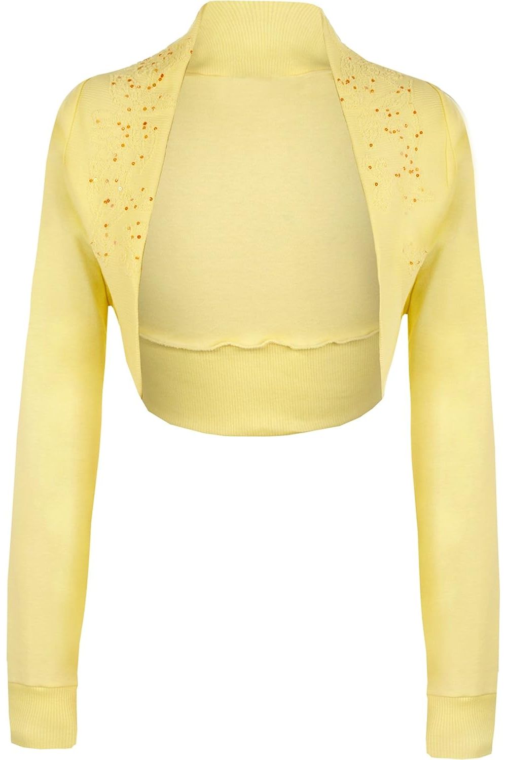 Long Sleeve Beaded Bolero Shrug Tops WearAll Yellow 8-10