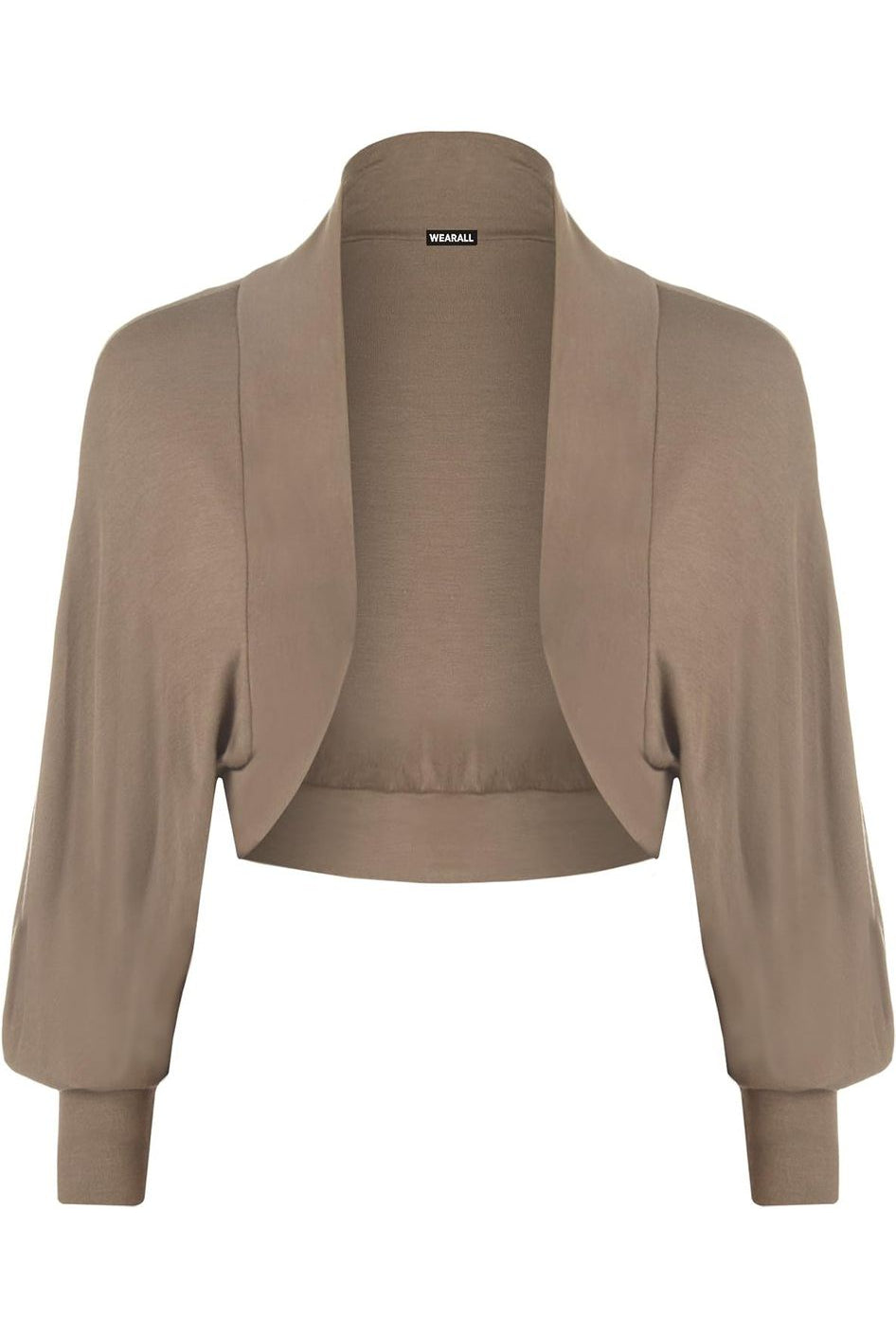 Plus Size Long Sleeve Batwing Shrug Tops WearAll Mocha 16-18