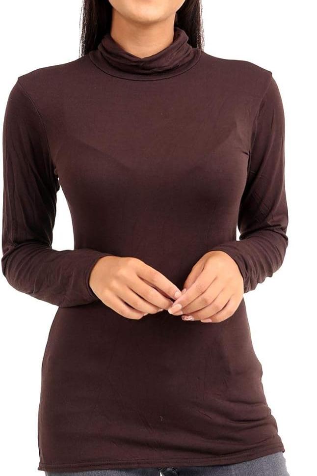 Turtle Neck Long Sleeve Top Tops WearAll Brown 8-10