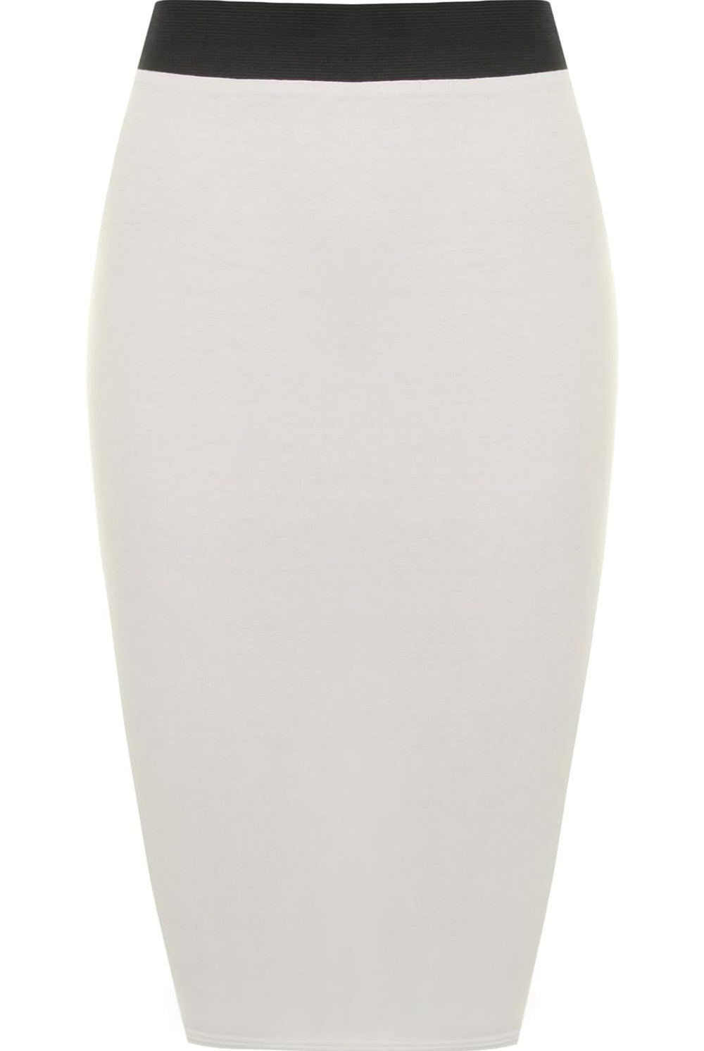 Plus Size Plain Stretch Pencil Midi Skirt Apparel & Accessories WearAll Cream 16-18