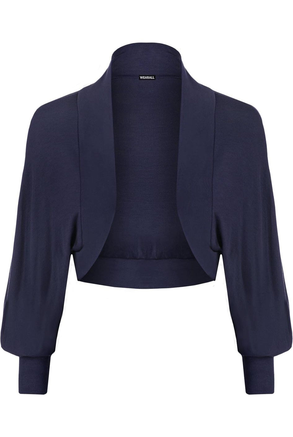 Plus Size Long Sleeve Batwing Shrug Tops WearAll Navy Blue 16-18