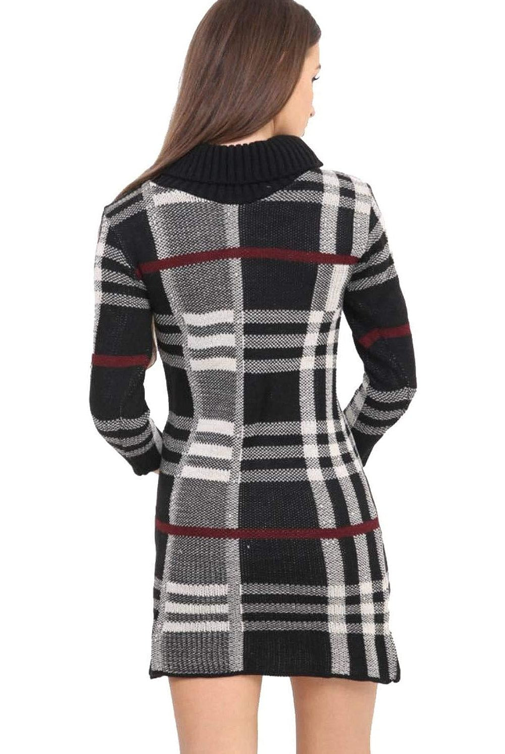 Plus Size Polo High Neck Check Print Jumper Dress Dress WearAll