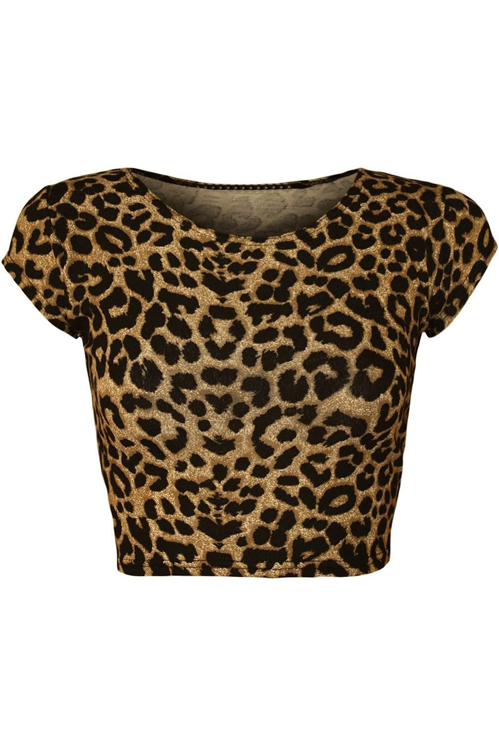 Printed Cap Sleeve Crop Tops Tops WearAll Animal 8-10
