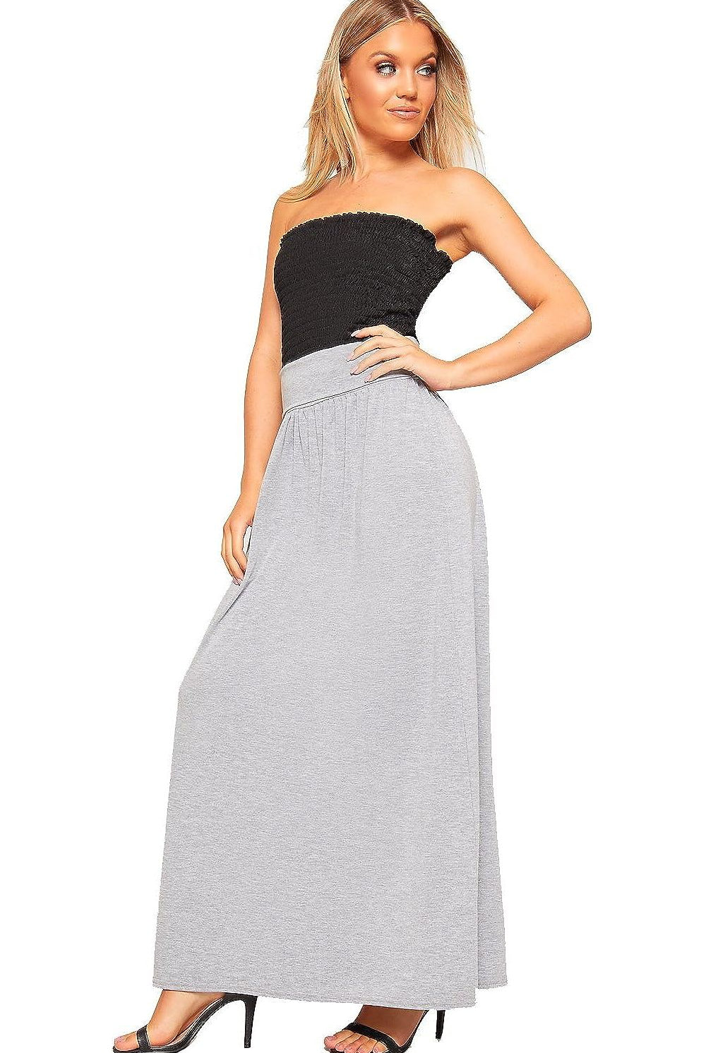 Pleated Fold Over High Waist Gypsy Long Maxi Skirt Skirt WearAll