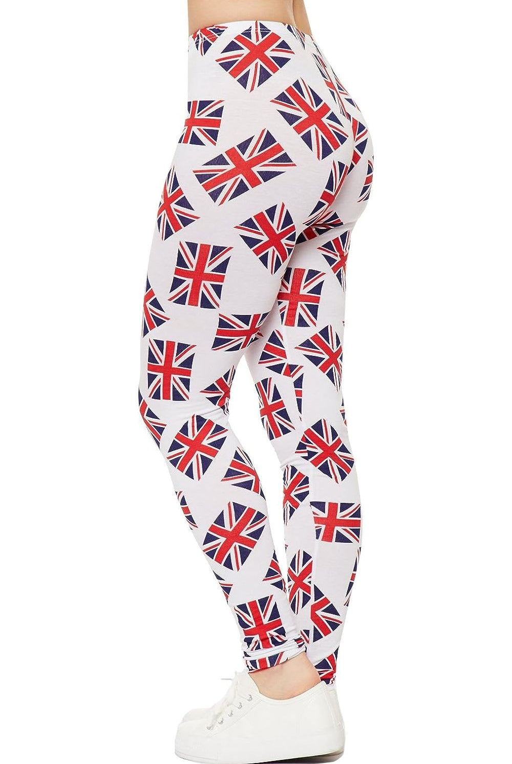 Full Length UK Flag Print White Leggings Leggings WearAll