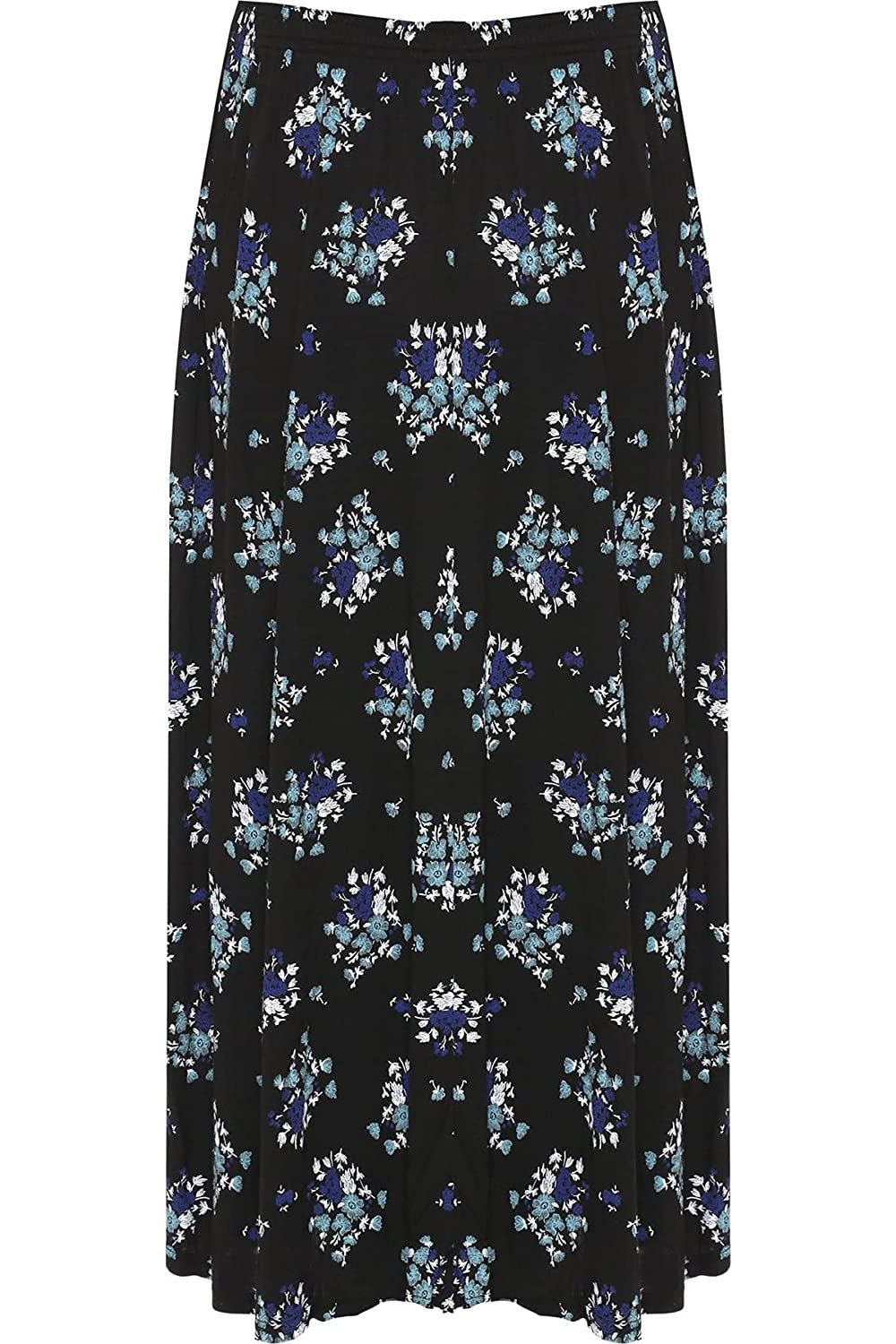 Plus Size Teal Floral Midi Skirt Skirt WearAll
