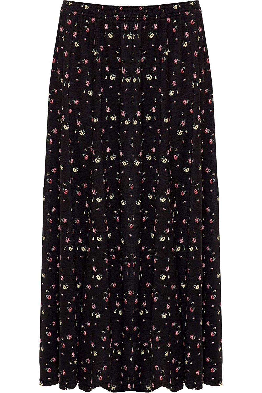 Plus Size Yellow Floral Print Midi Skirt Skirt WearAll