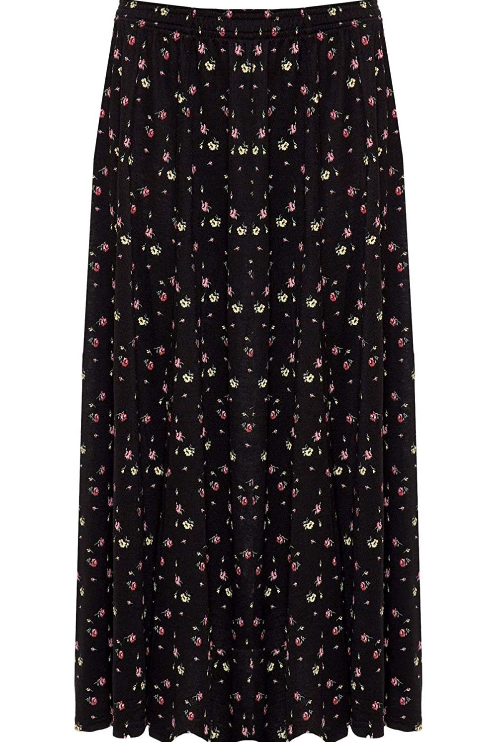 Yellow Floral Print Midi Skirt Skirt WearAll