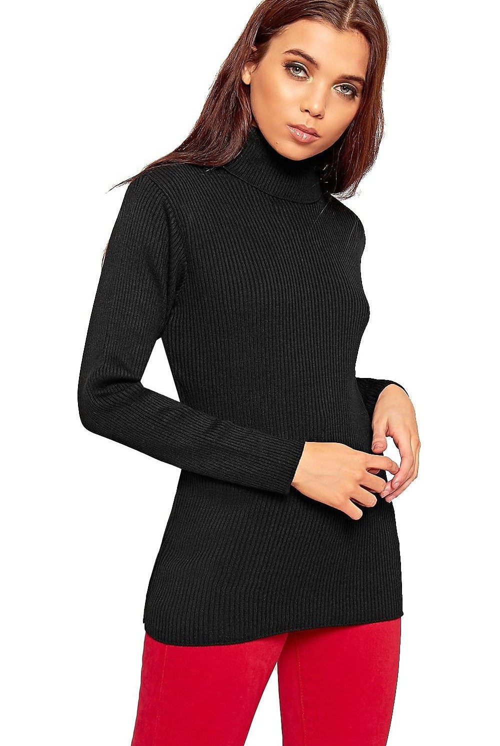 Polo Neck Knitted Top Tops WearAll
