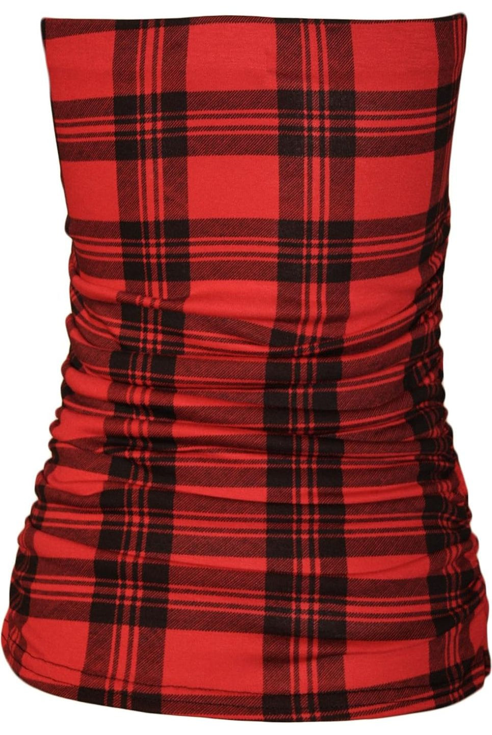 Tartan Skull Rose Print Ruched Boob Tube BraTop WearAll