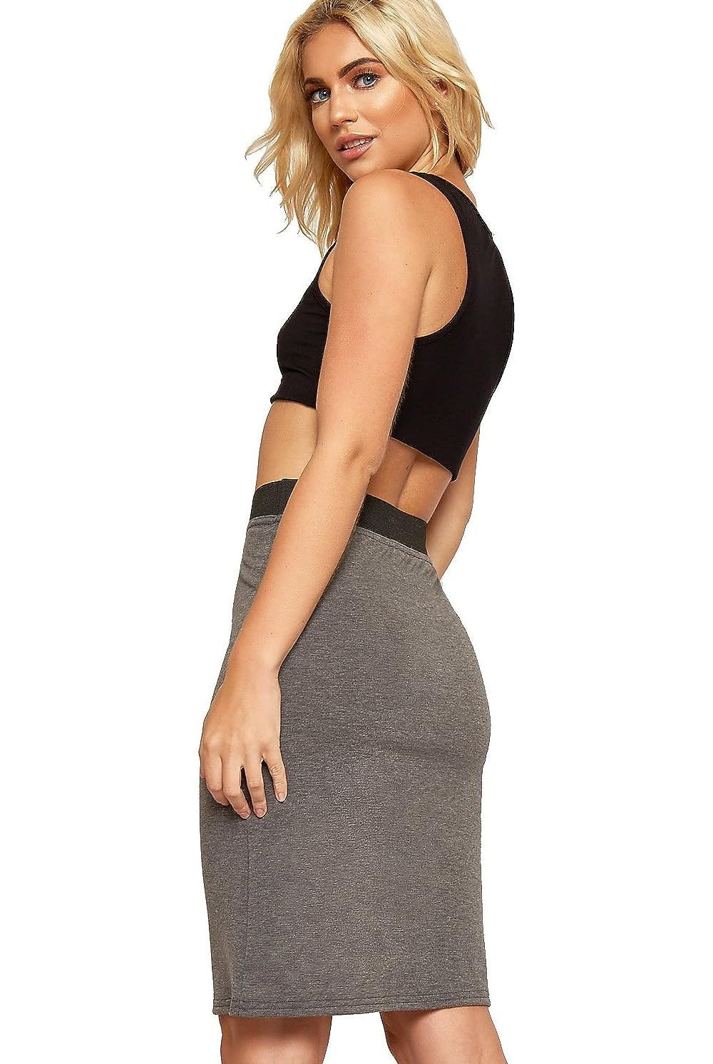 Plain Stretch Pencil Midi Skirt Apparel & Accessories WearAll