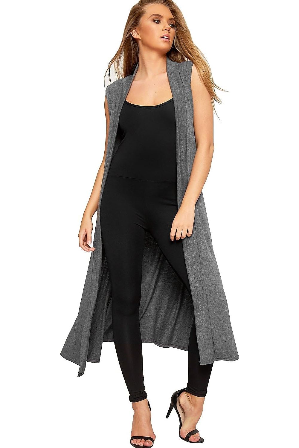 Sleeveless Maxi Cardigan Maxi Cardigan WearAll Dark Grey 12-14