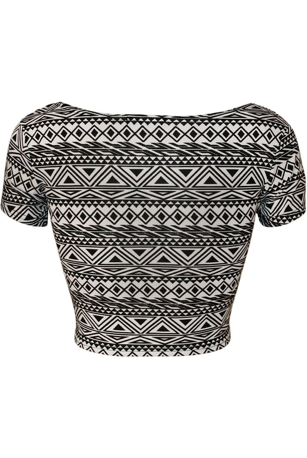 Printed Cap Sleeve Crop Tops Tops WearAll