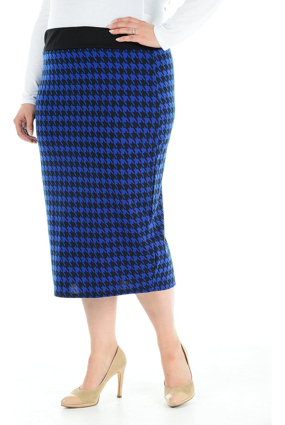 Plus Size Midi Skirt Dogtooth Apparel & Accessories WearAll
