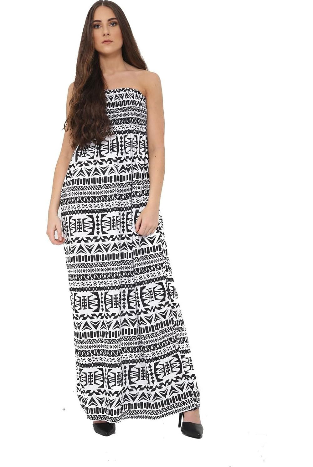 Plus Size Aztec Print Strapless Sheering Maxi Maxi Cardigan WearAll Aztec 16-18