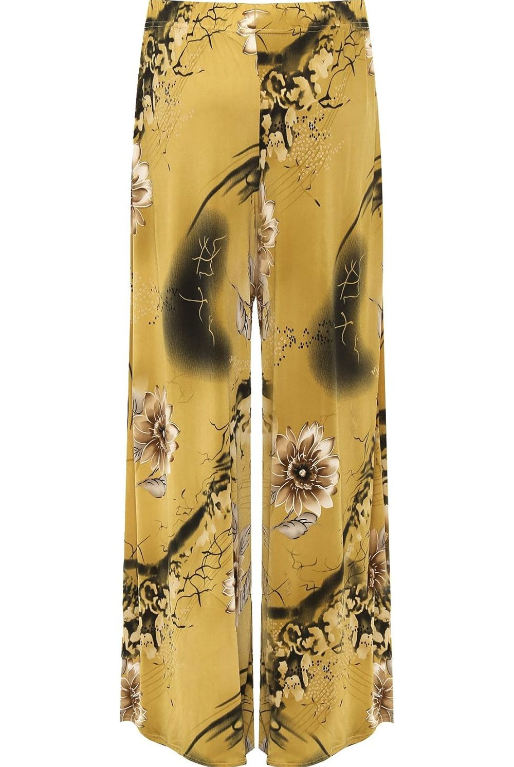 Plus Size Camel Floral Print Palazzo Trouser Palazzo WearAll