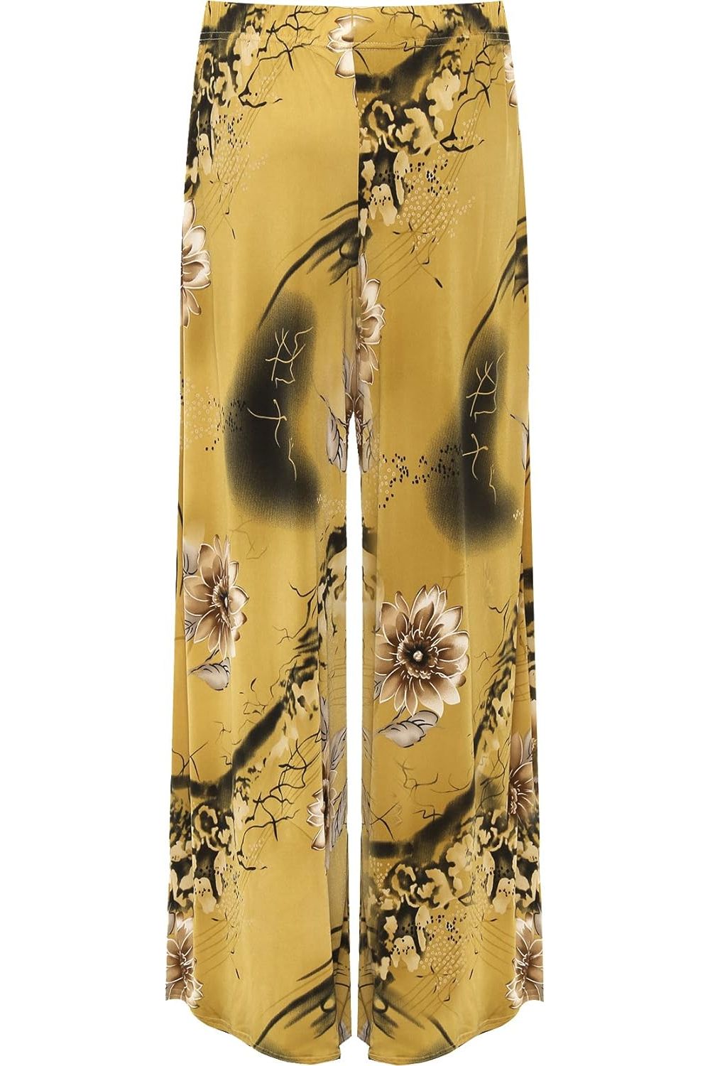 Plus Size Camel Floral Print Palazzo Trouser Palazzo WearAll