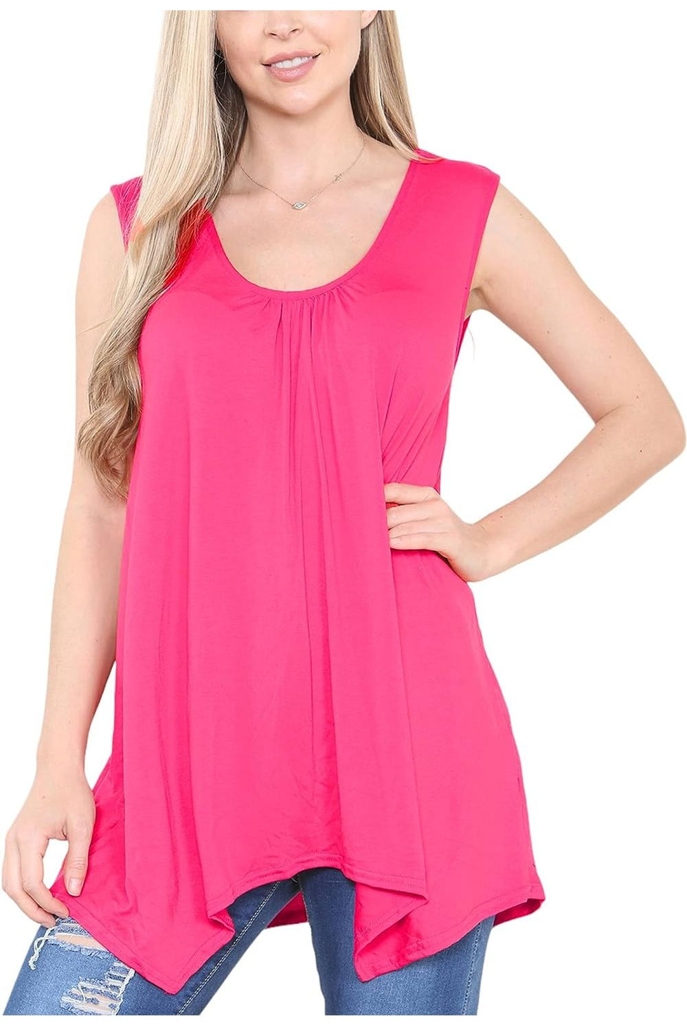 Plus Size Sleeveless Hanky Hem Vest Top Apparel & Accessories WearAll