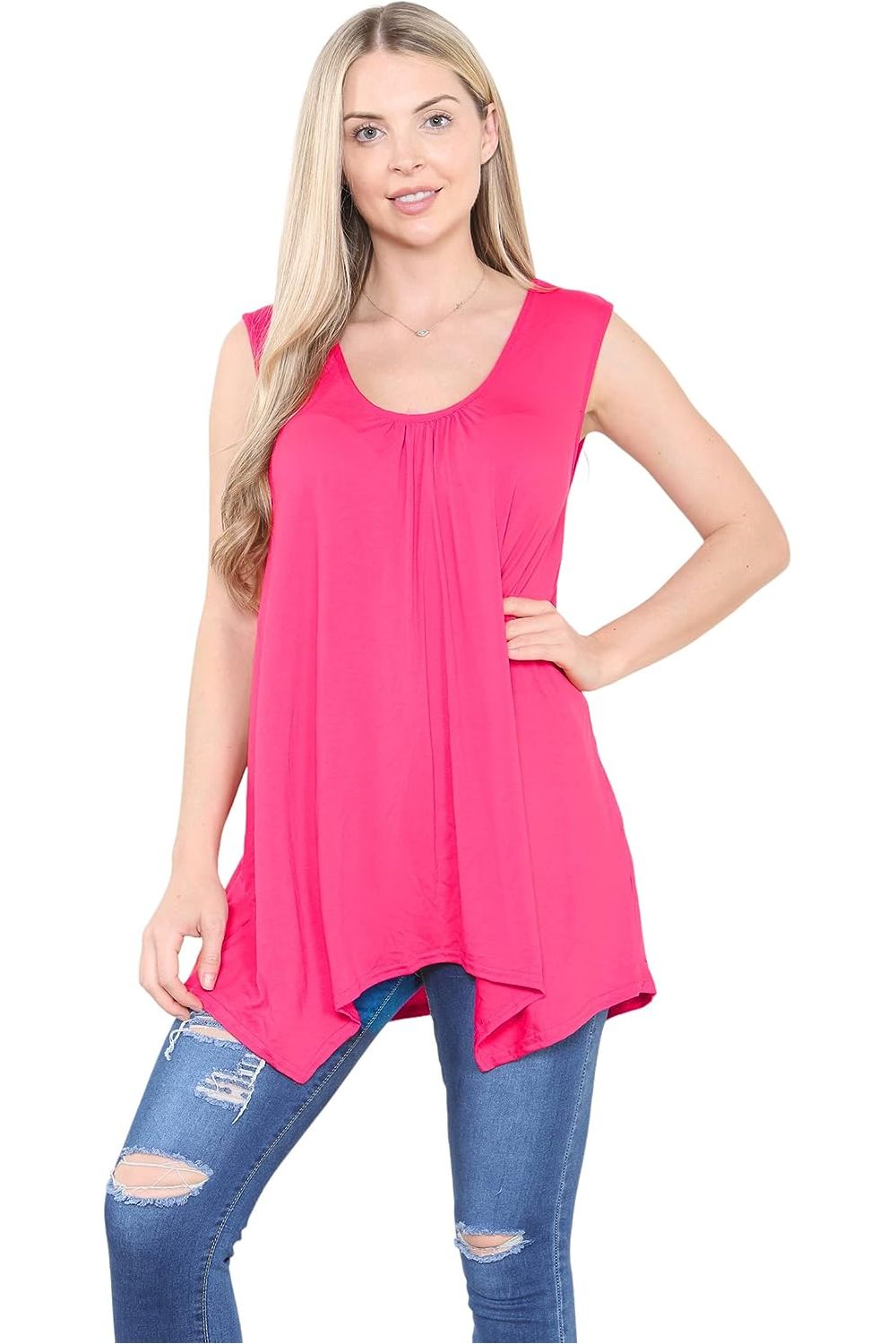 Plus Size Sleeveless Hanky Hem Vest Top Apparel & Accessories WearAll