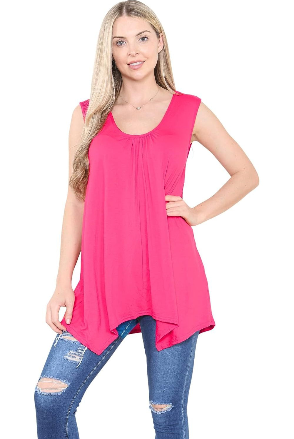 Sleeveless Hanky Hem Vest Top Apparel & Accessories WearAll
