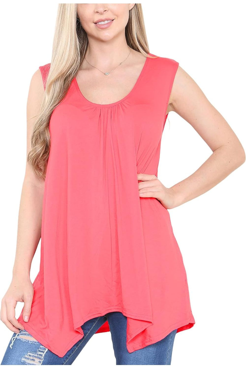 Plus Size Sleeveless Hanky Hem Vest Top Apparel & Accessories WearAll