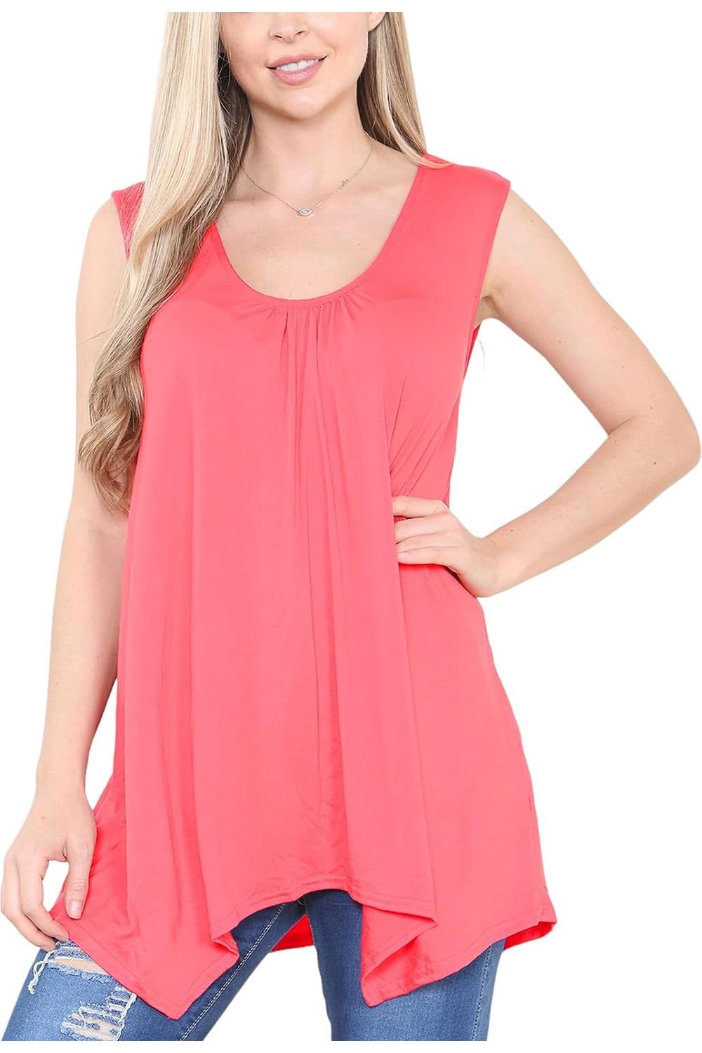 Plus Size Sleeveless Hanky Hem Vest Top Apparel & Accessories WearAll