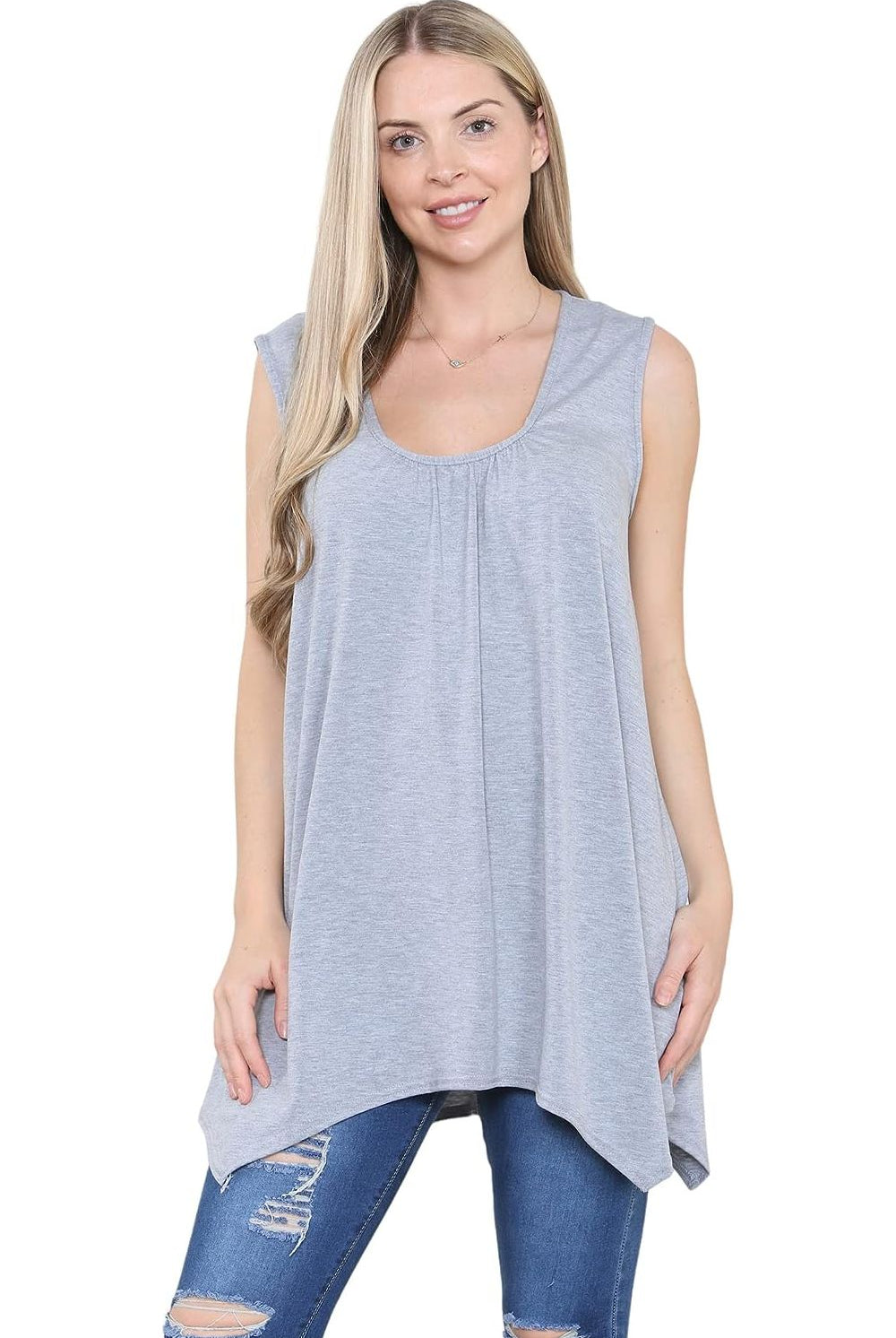 Sleeveless Hanky Hem Vest Top