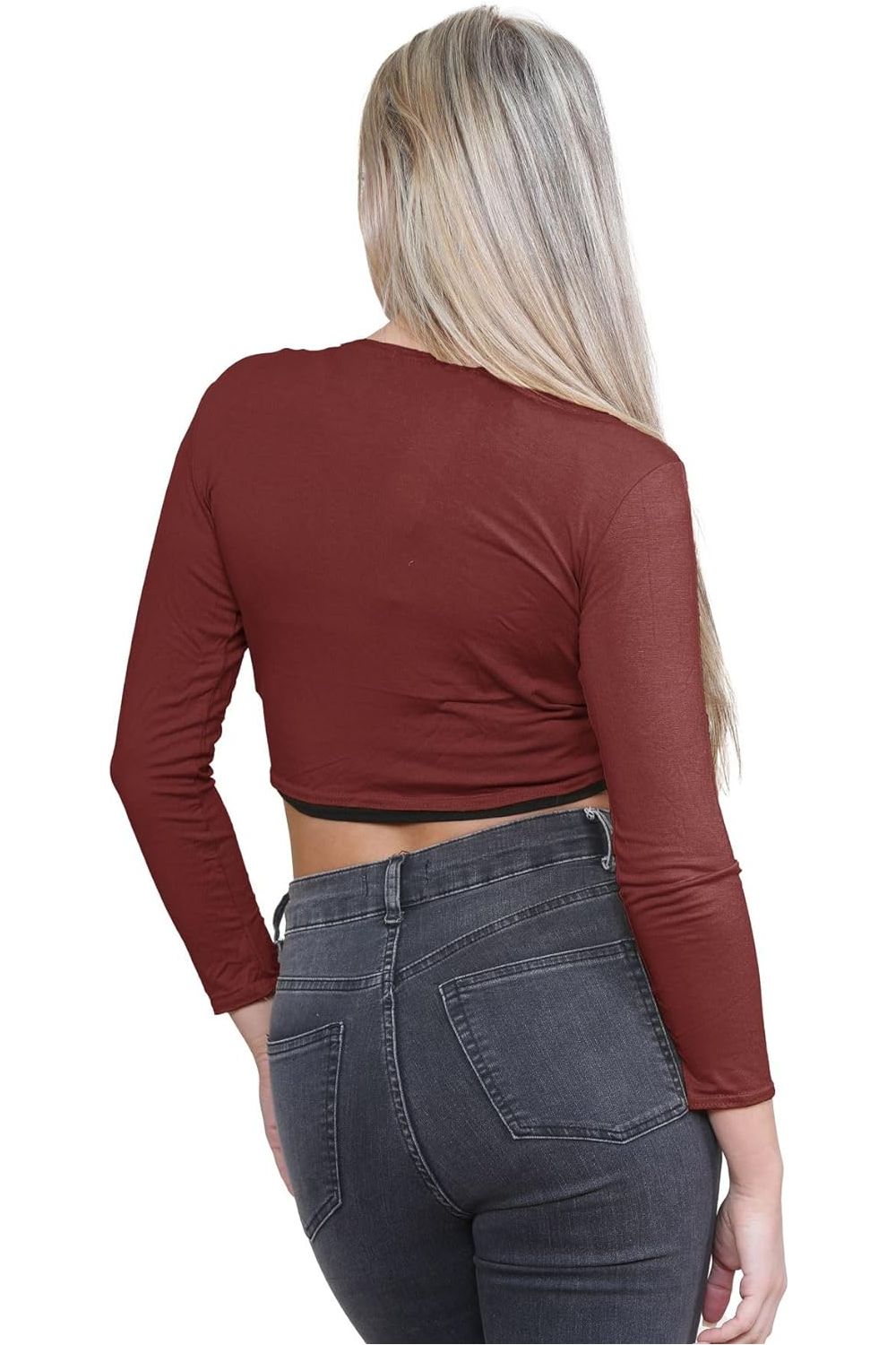 Long Sleeve Front Tie Crop Shrug Tops WearAll