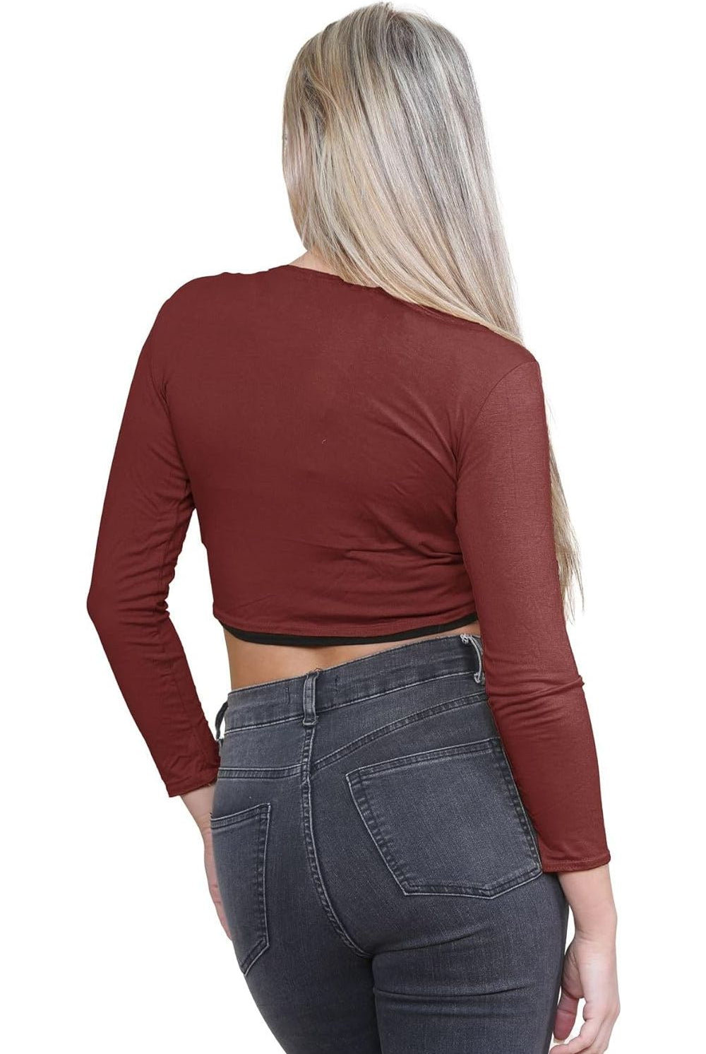 Plus Size Long Sleeve Front Tie Crop Shrug Tops WearAll