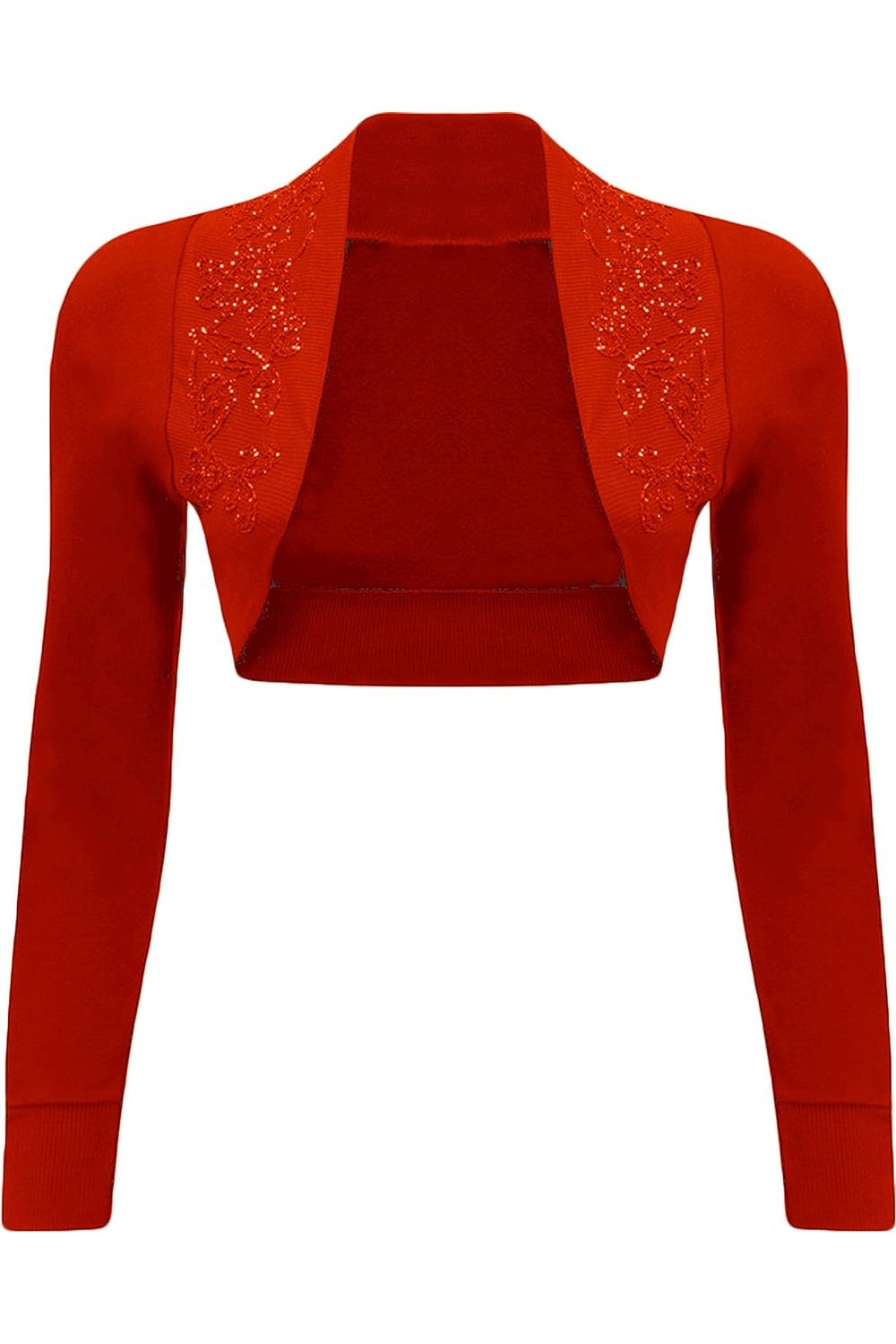 Long Sleeve Beaded Bolero Shrug Tops WearAll