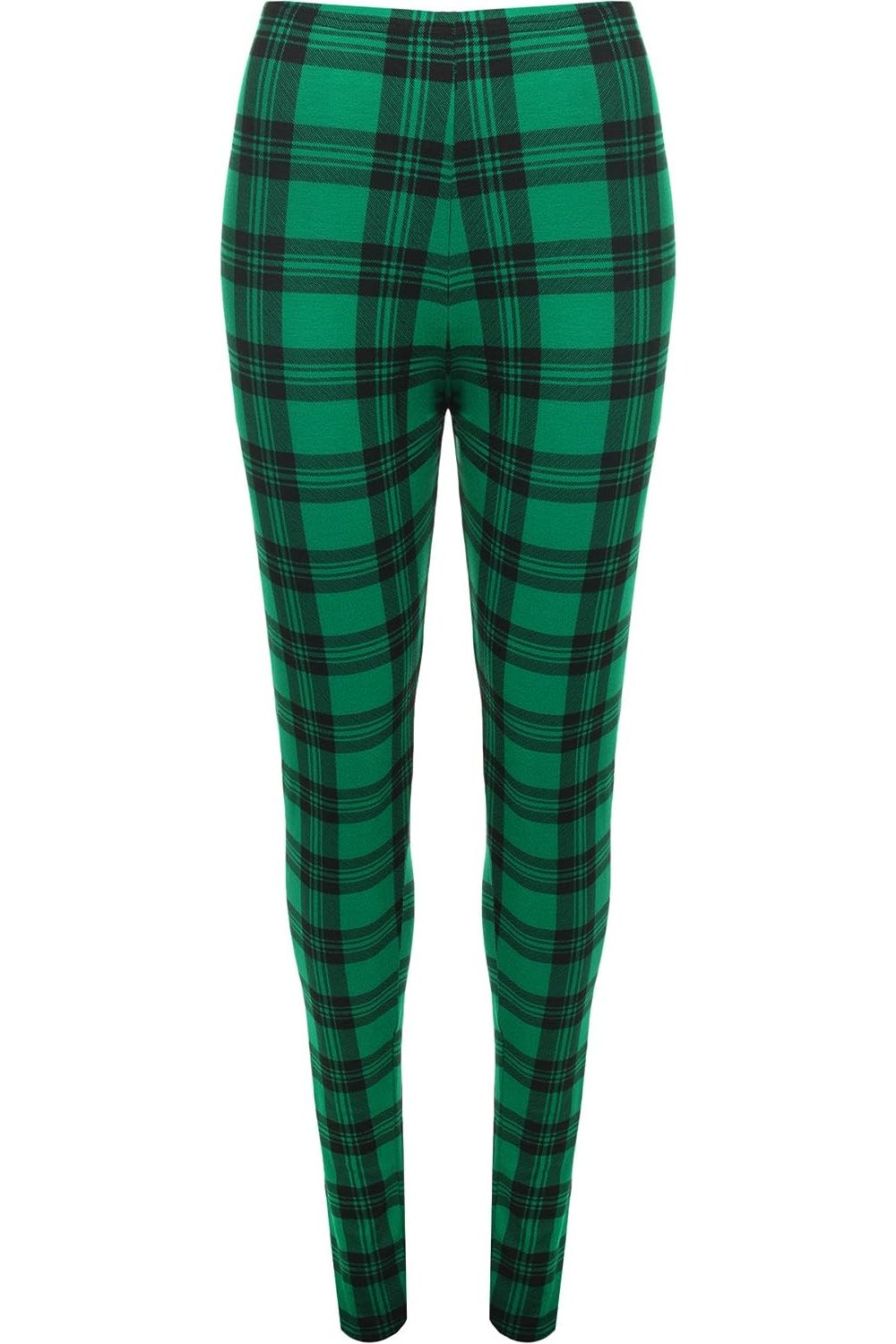 Tartan Check Print Long Leggings Leggings WearAll Green 8-10