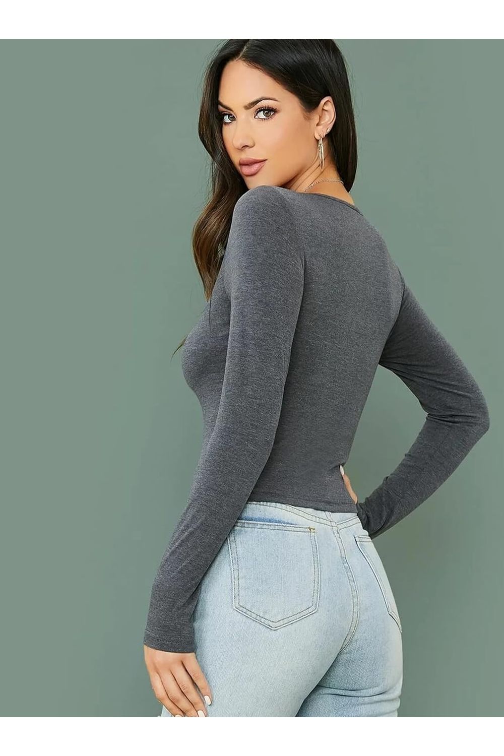 Long Sleeve V Neck Top Tops WearAll