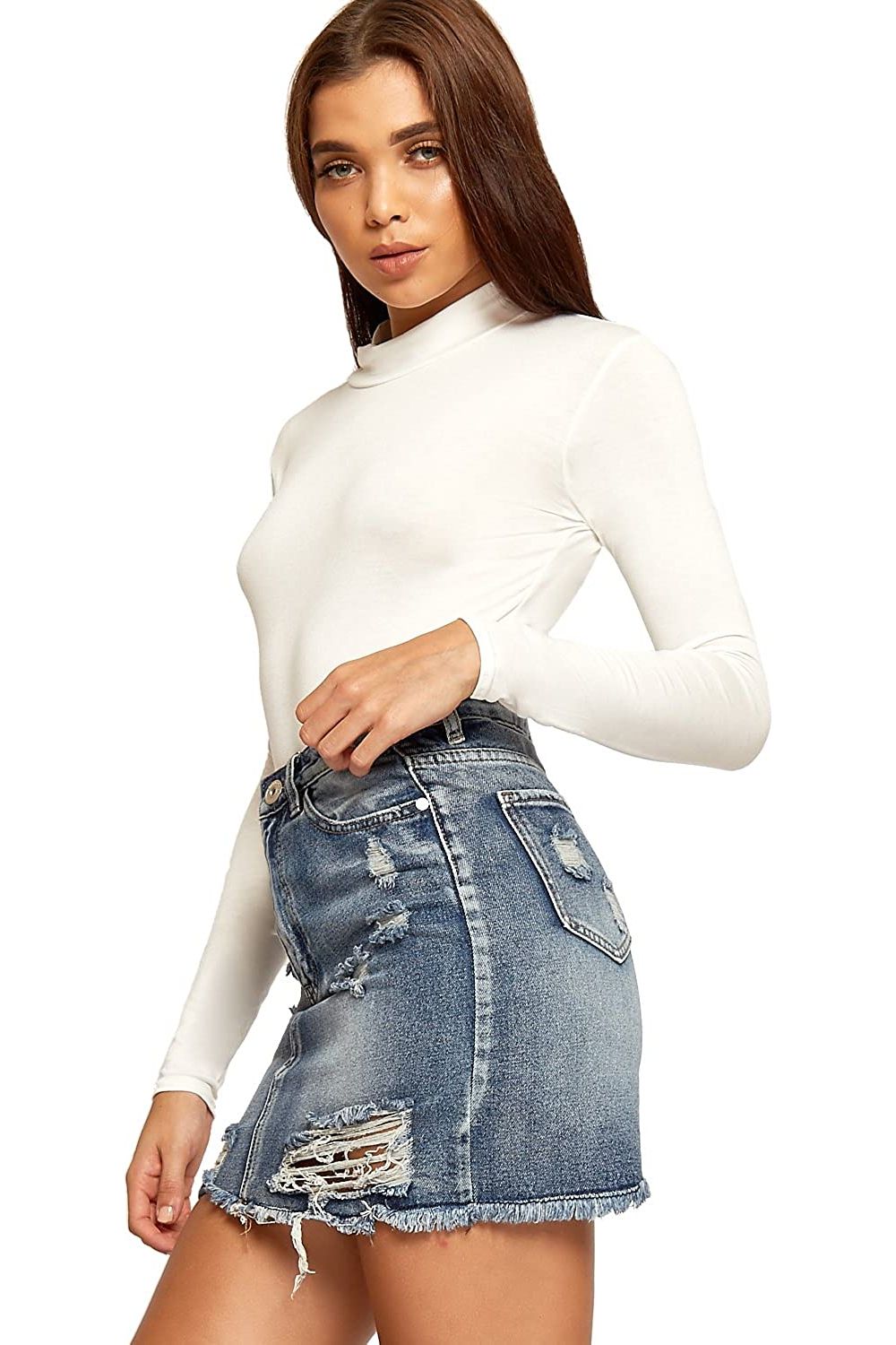 Unity Solid Stand Collar turtleneck Bodysuit Bodysuit WearAll