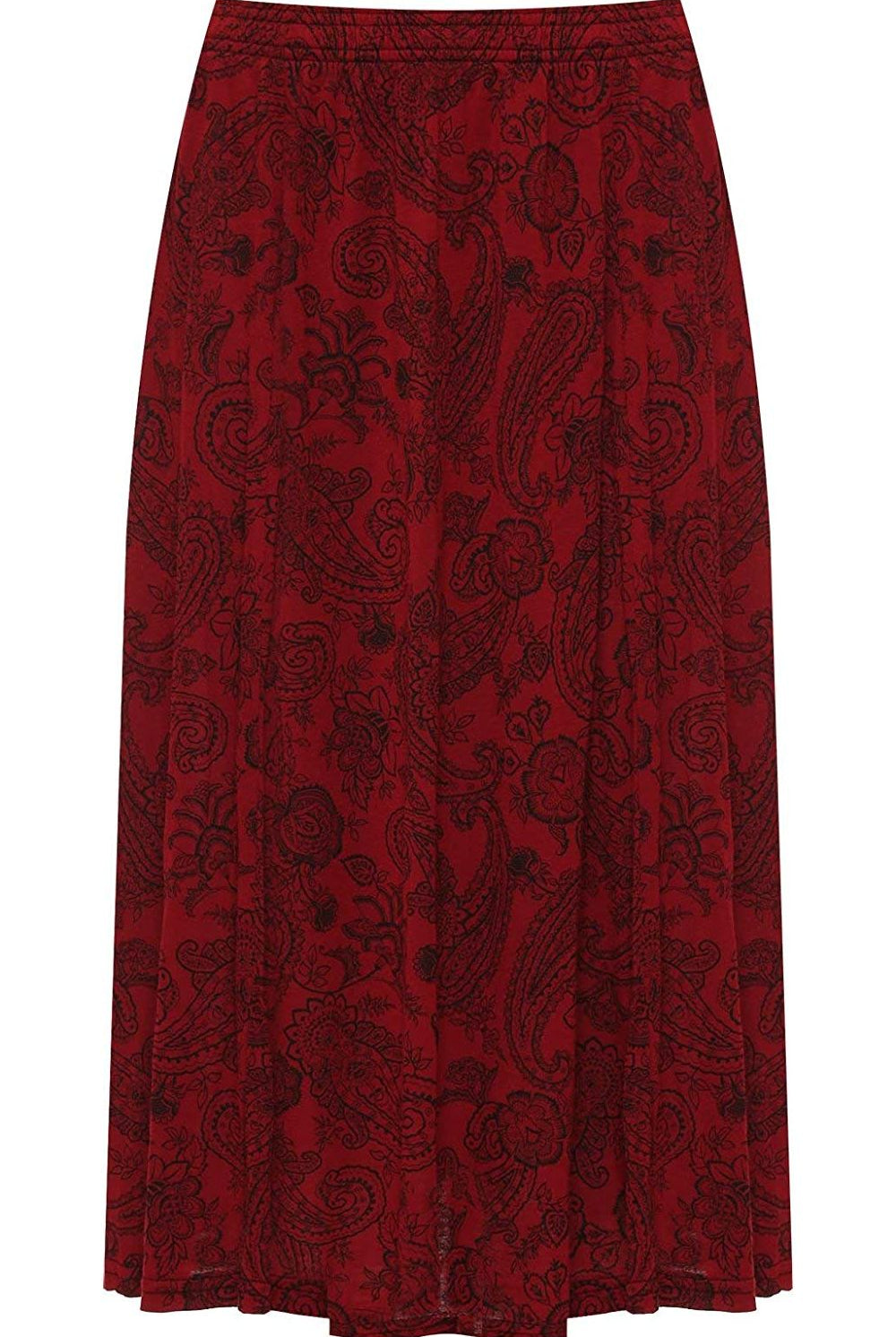 Paisley Print Midi Skirt in Wine Color Skirt WearAll