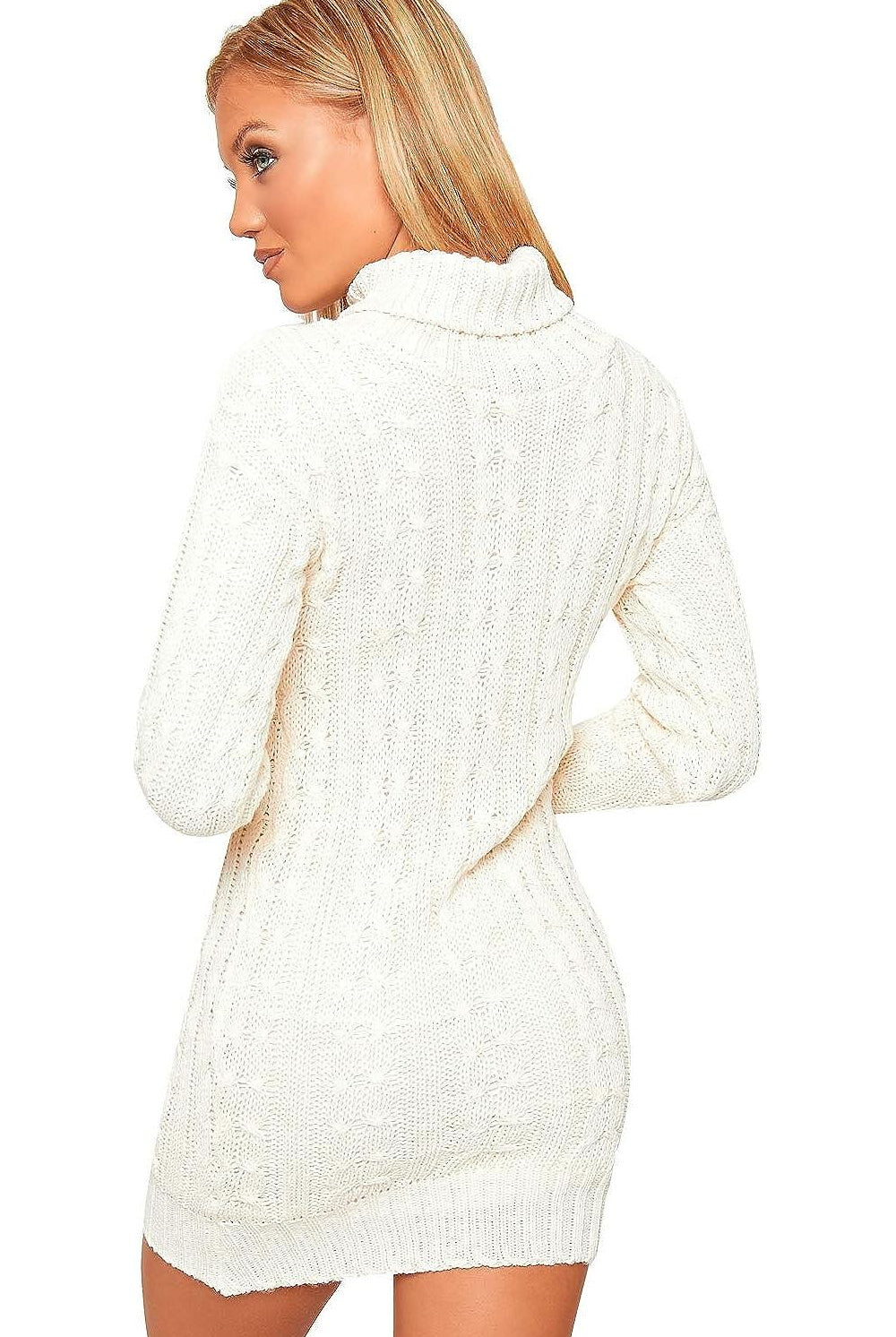 Plus Size Polo High Neck Cable Knitted Jumper Dress Dress WearAll