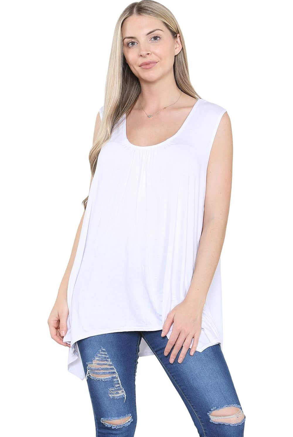 Sleeveless Hanky Hem Vest Top