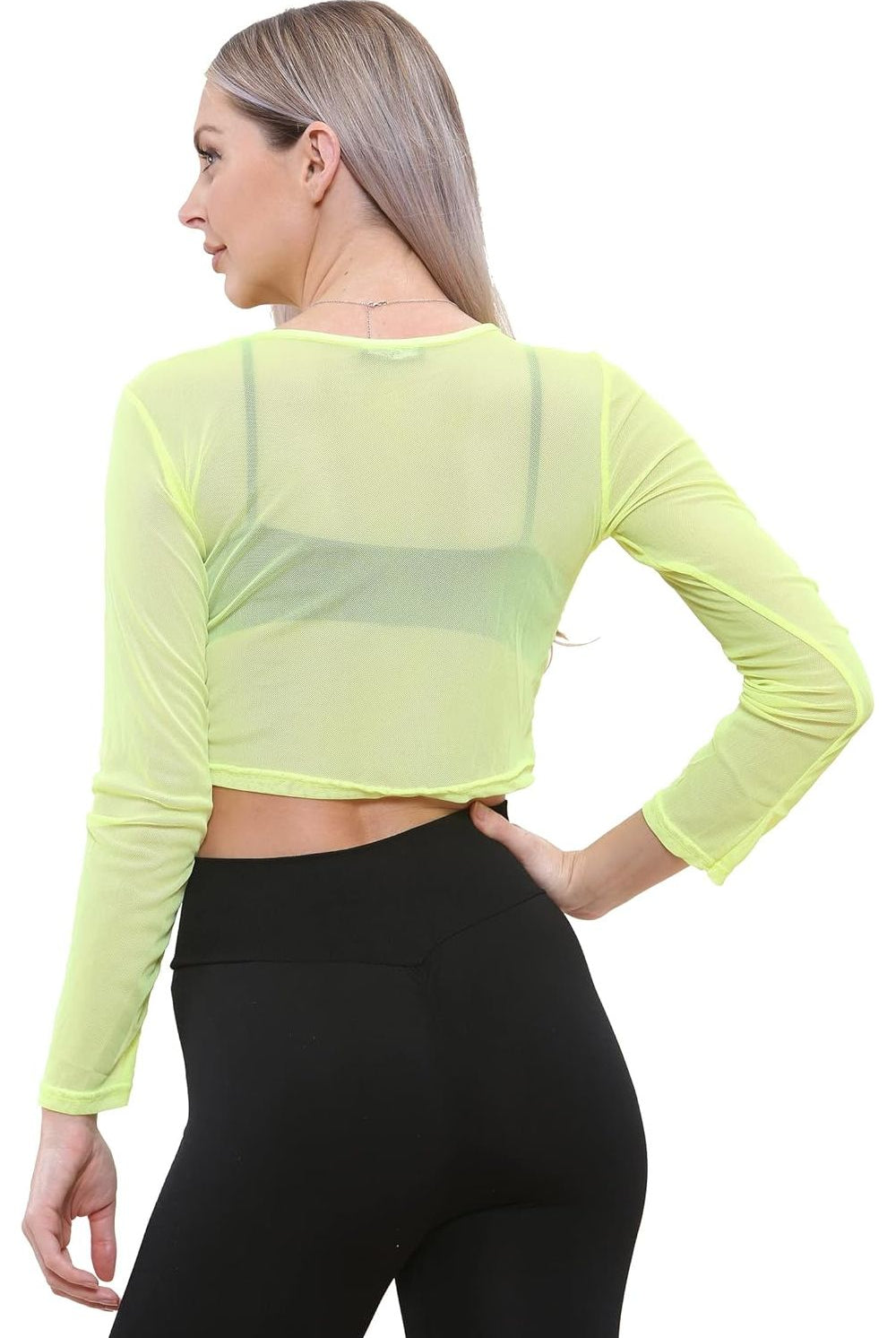 Sheer Mesh Long Sleeve Crop Top Tops WearAll