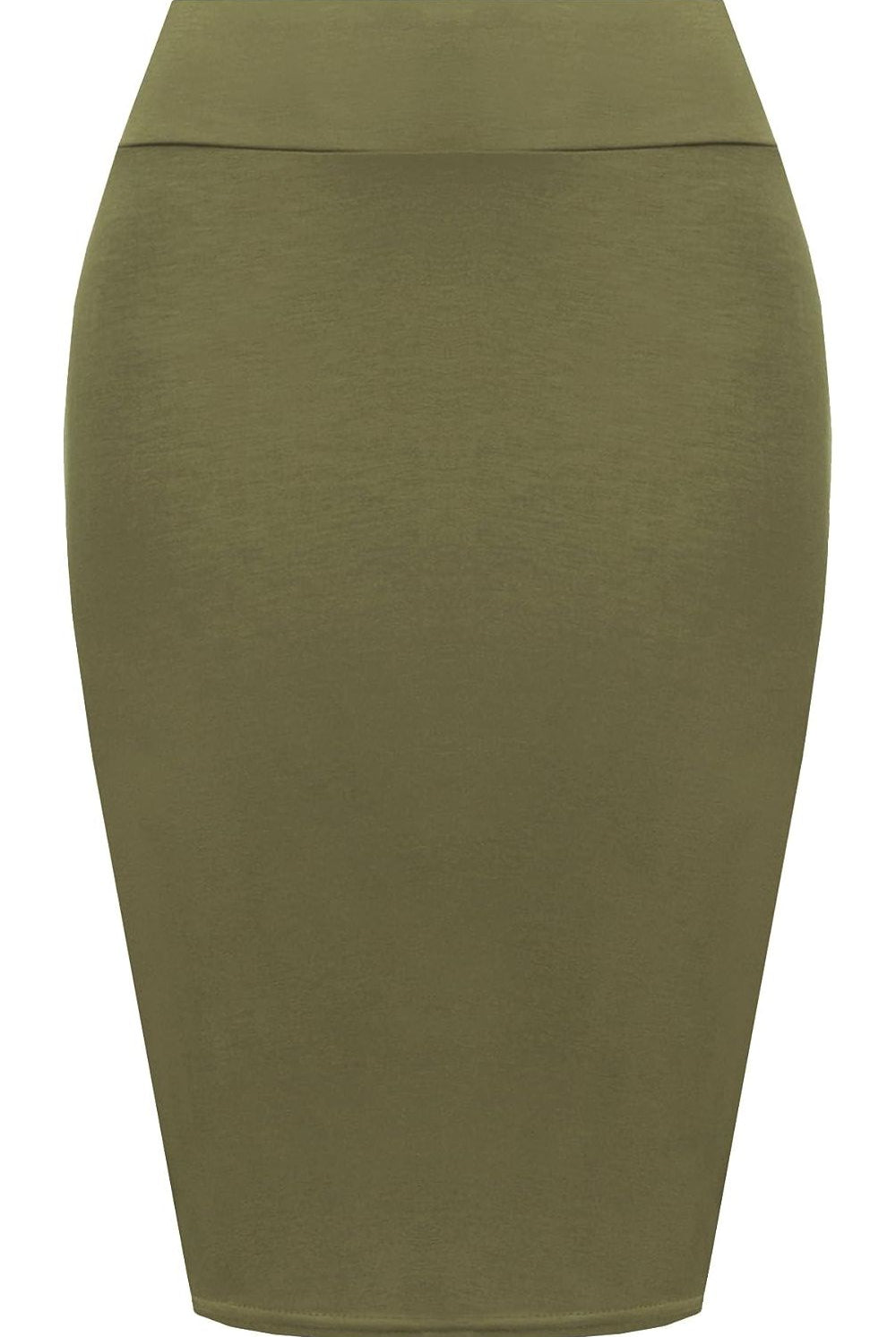 Bodycon Pencil High Waisted Midi Skirt Skirt WearAll Khaki 12-14