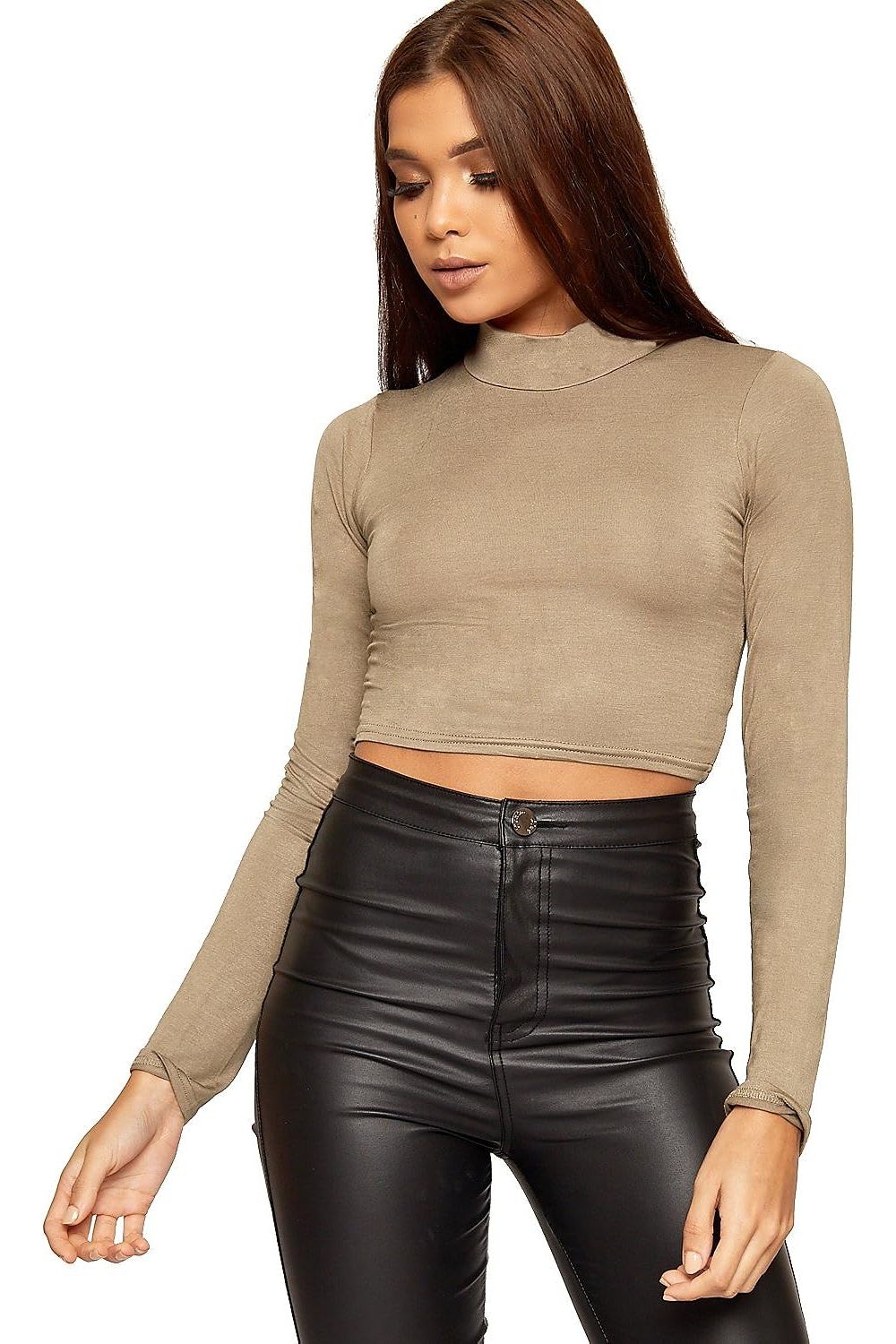 Turtle Neck Crop Top Tops WearAll