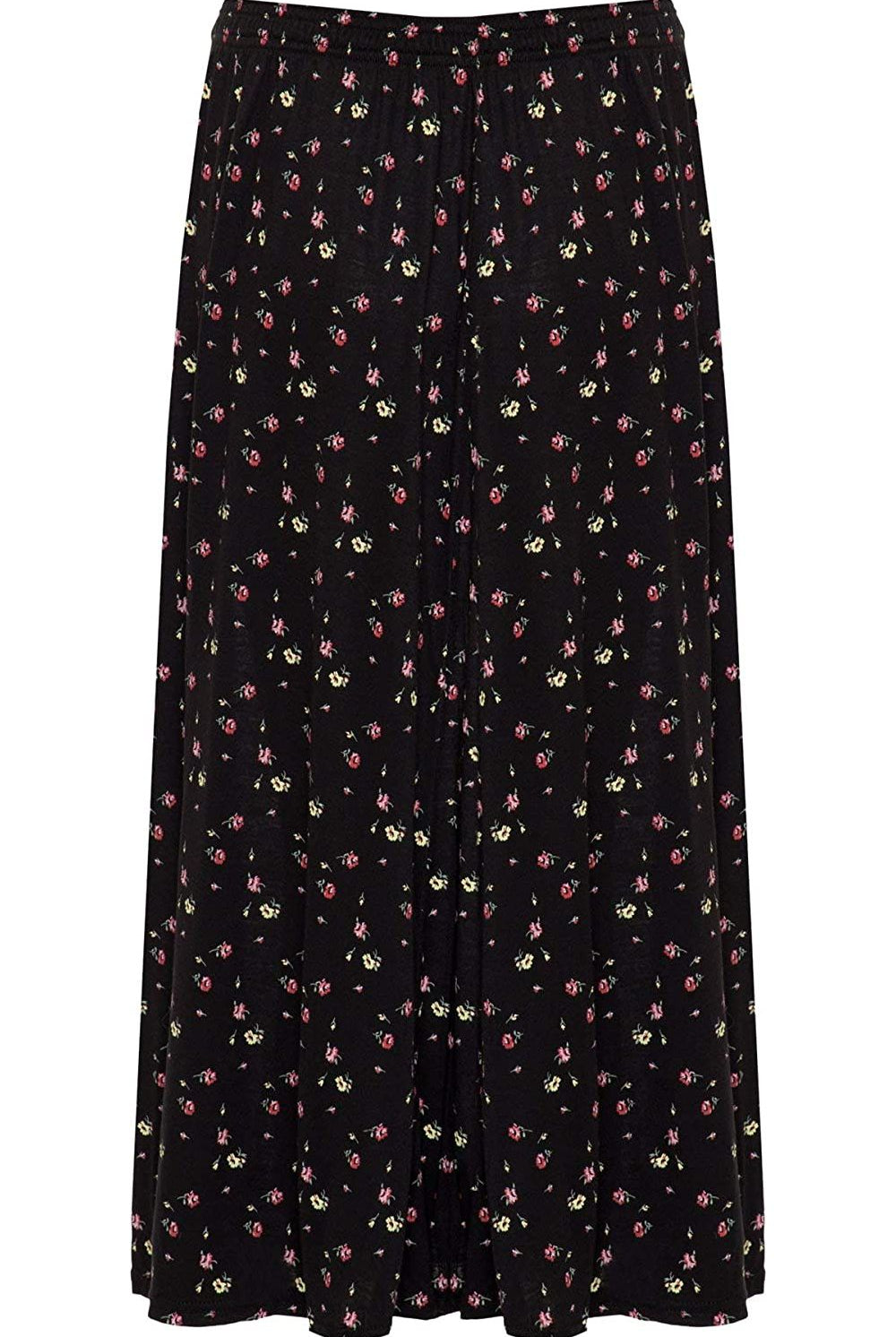 Plus Size Yellow Floral Print Midi Skirt Skirt WearAll