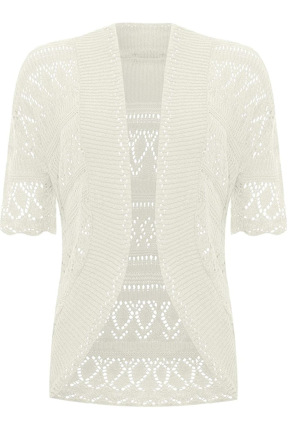 Plus Size Knitted Crochet Short Sleeve Shrugs Tops WearAll