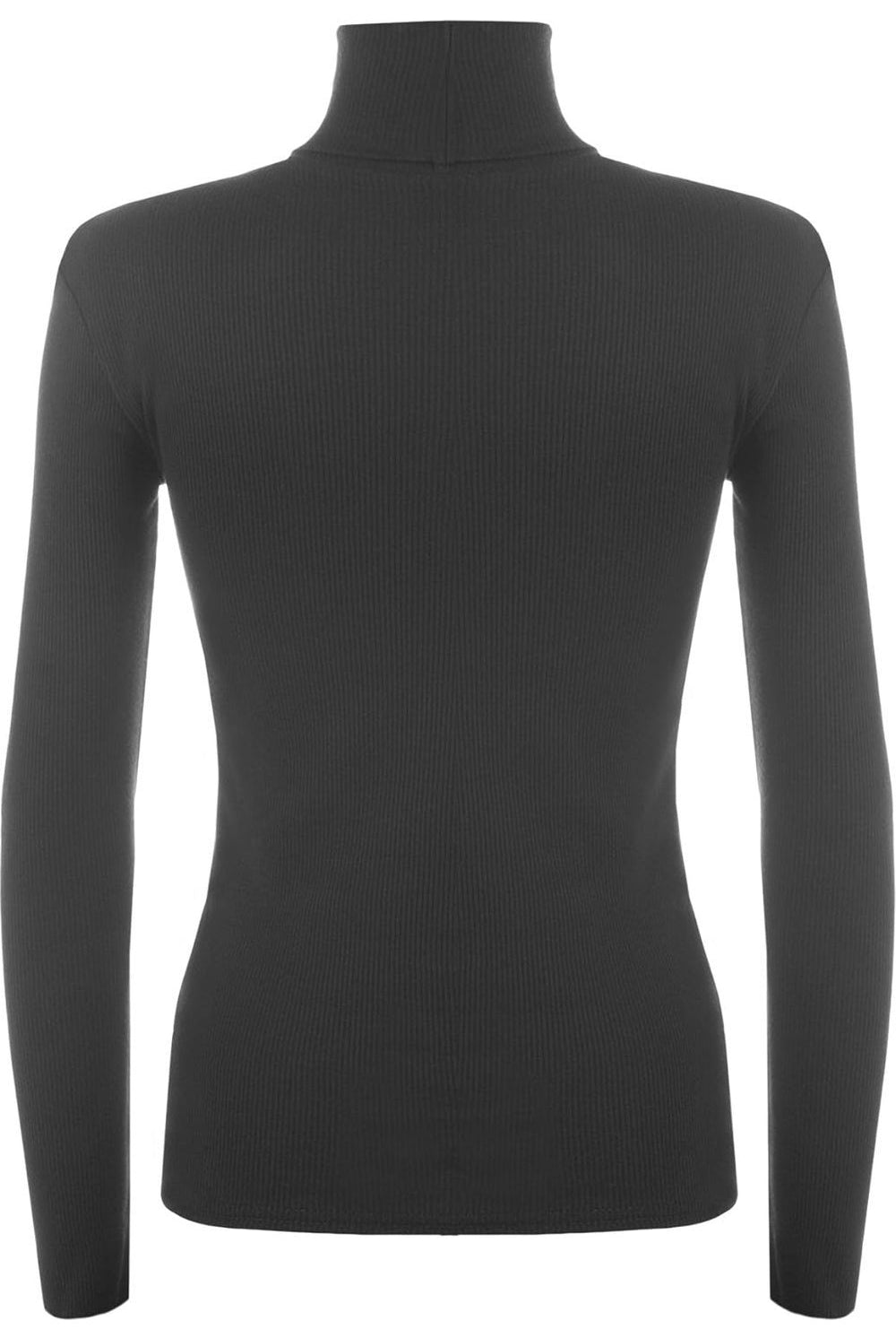 Ribbed Stretch Polo Neck Top Tops WearAll