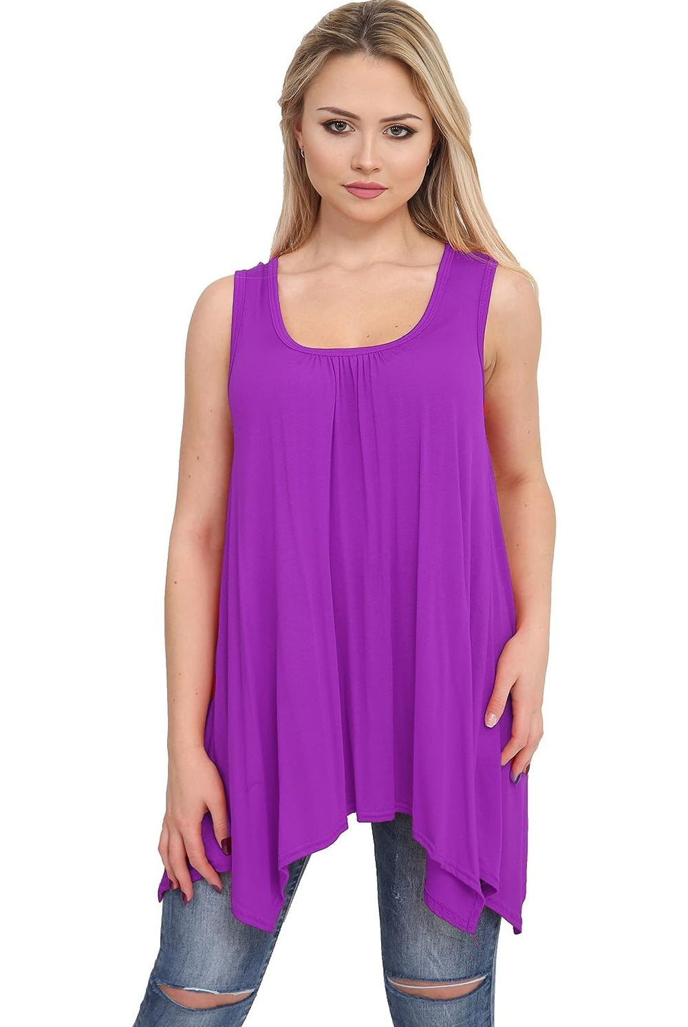 Sleeveless Hanky Hem Vest Top