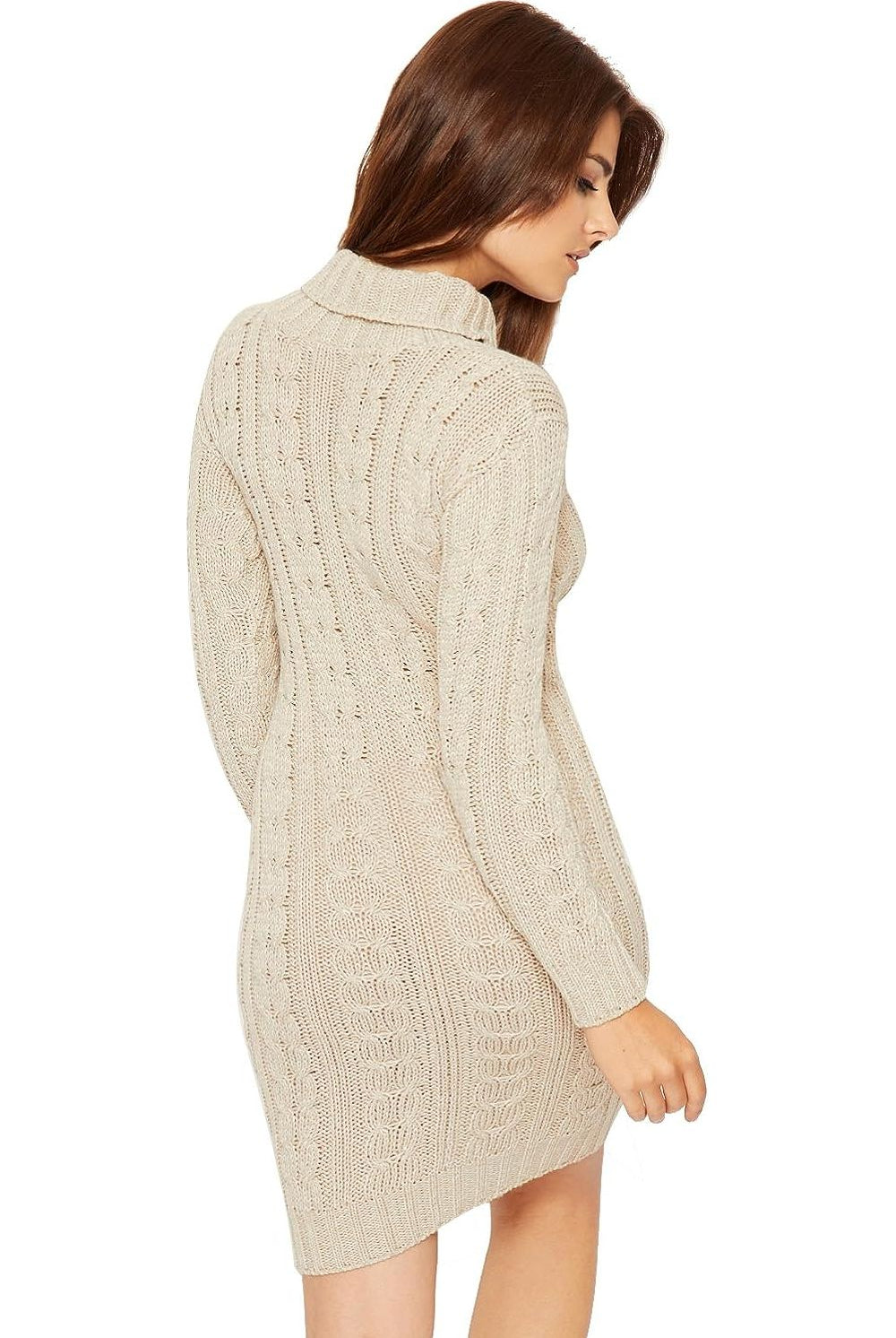 Polo High Neck Cable Knitted Jumper Dress Dress WearAll