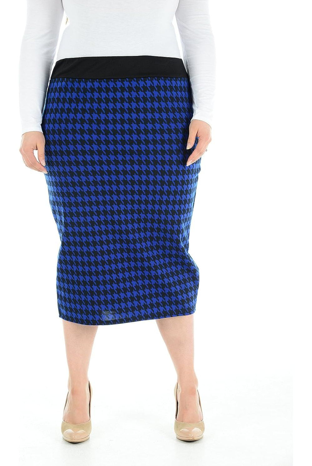 Plus Size Midi Skirt Dogtooth Apparel & Accessories WearAll