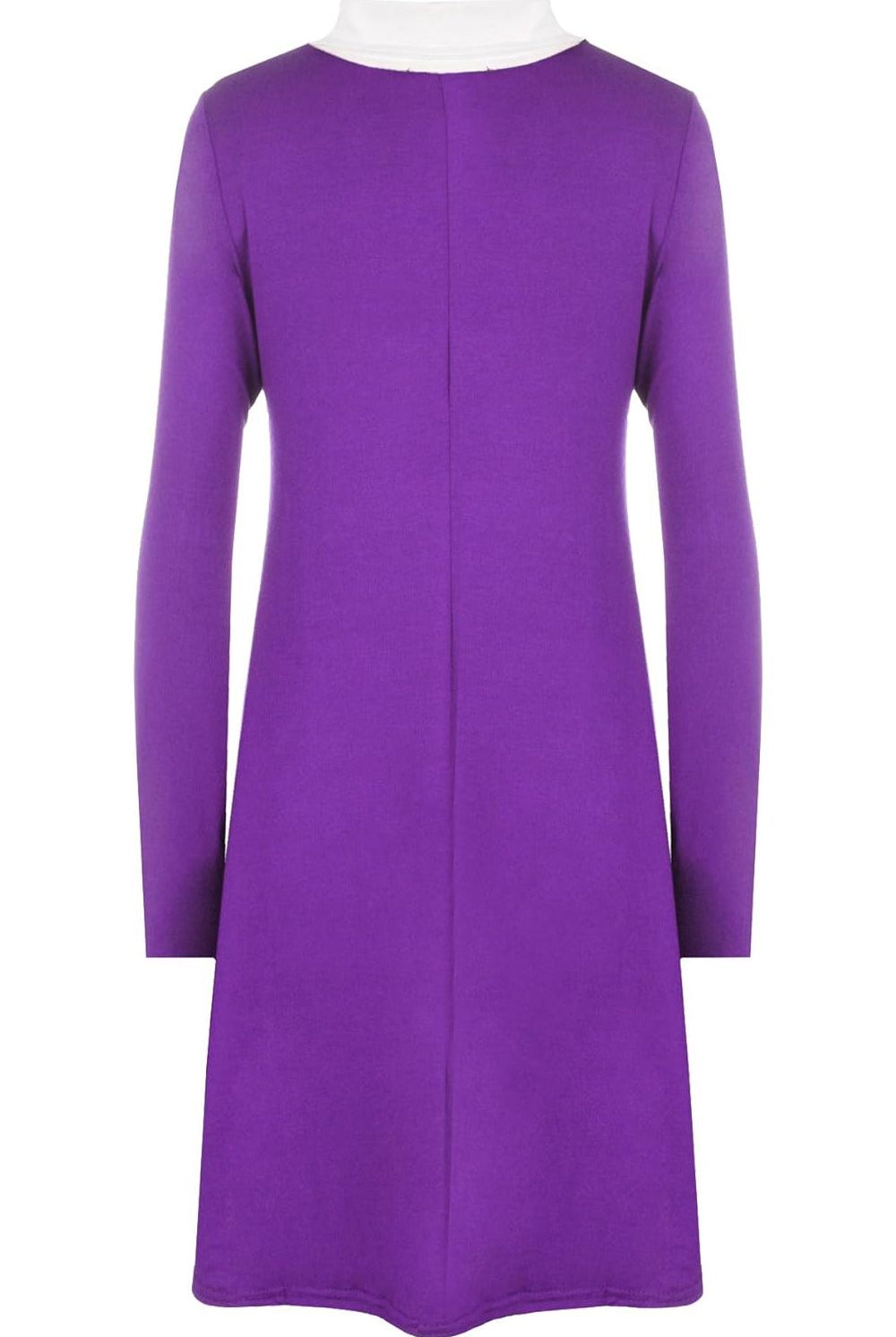 Plus Size Plain Collar Flared Ladies Swing Dress Dress WearAll