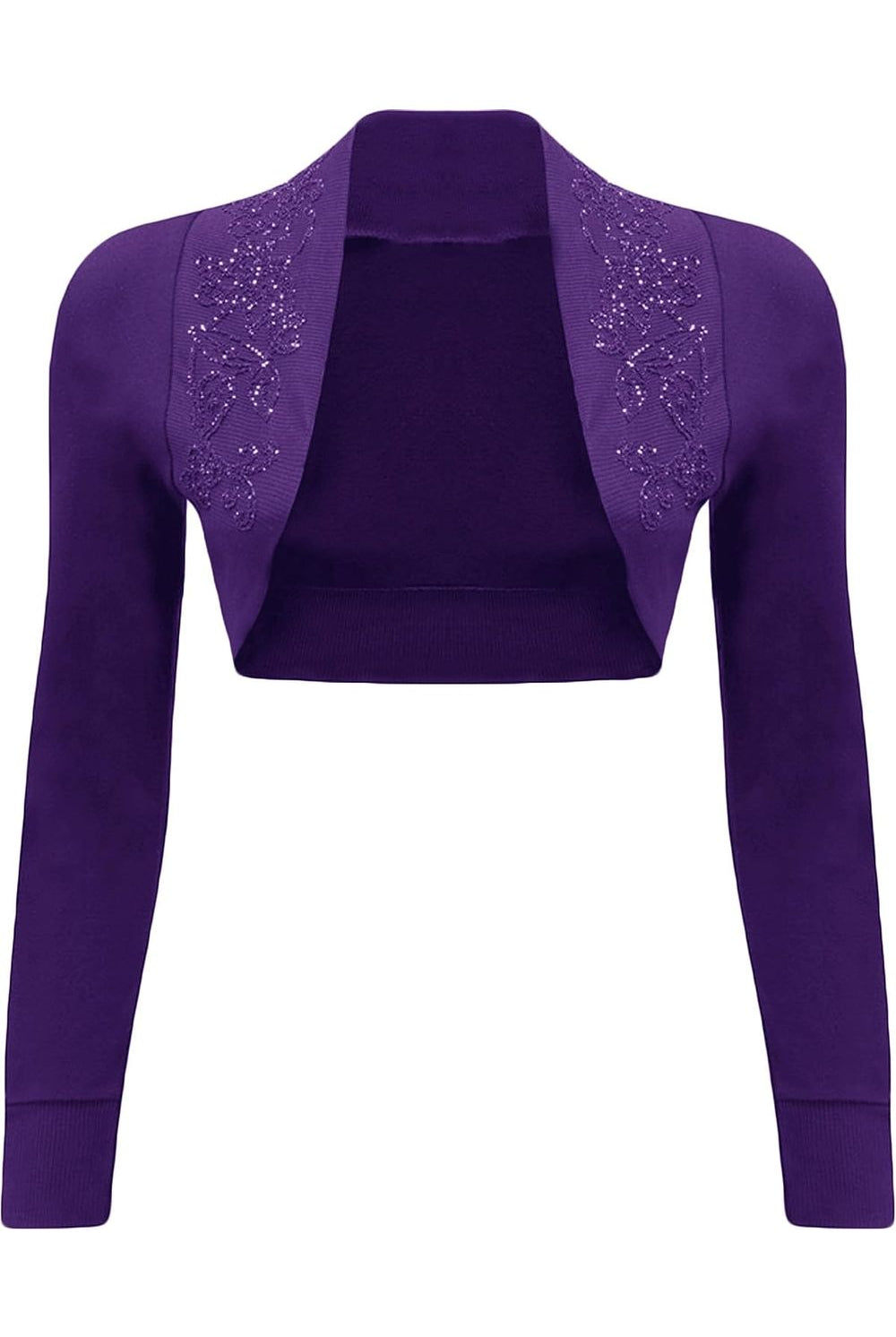 Long Sleeve Beaded Bolero Shrug Tops WearAll Purple 8-10