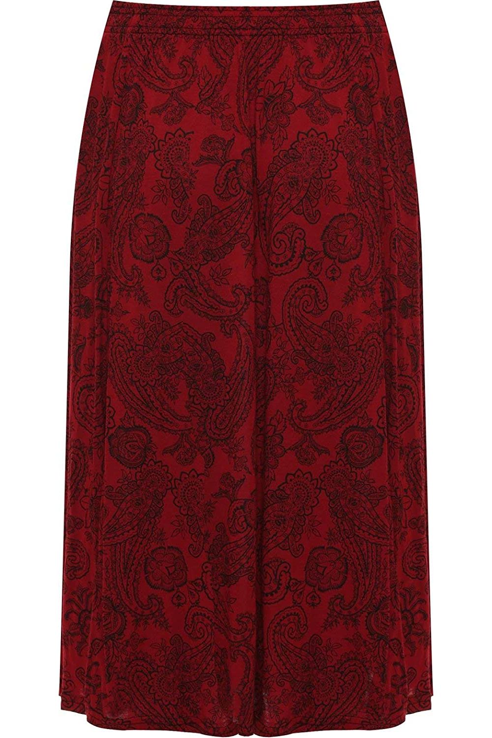 Paisley Print Midi Skirt in Wine Color Skirt WearAll Paisley Wine 12-14