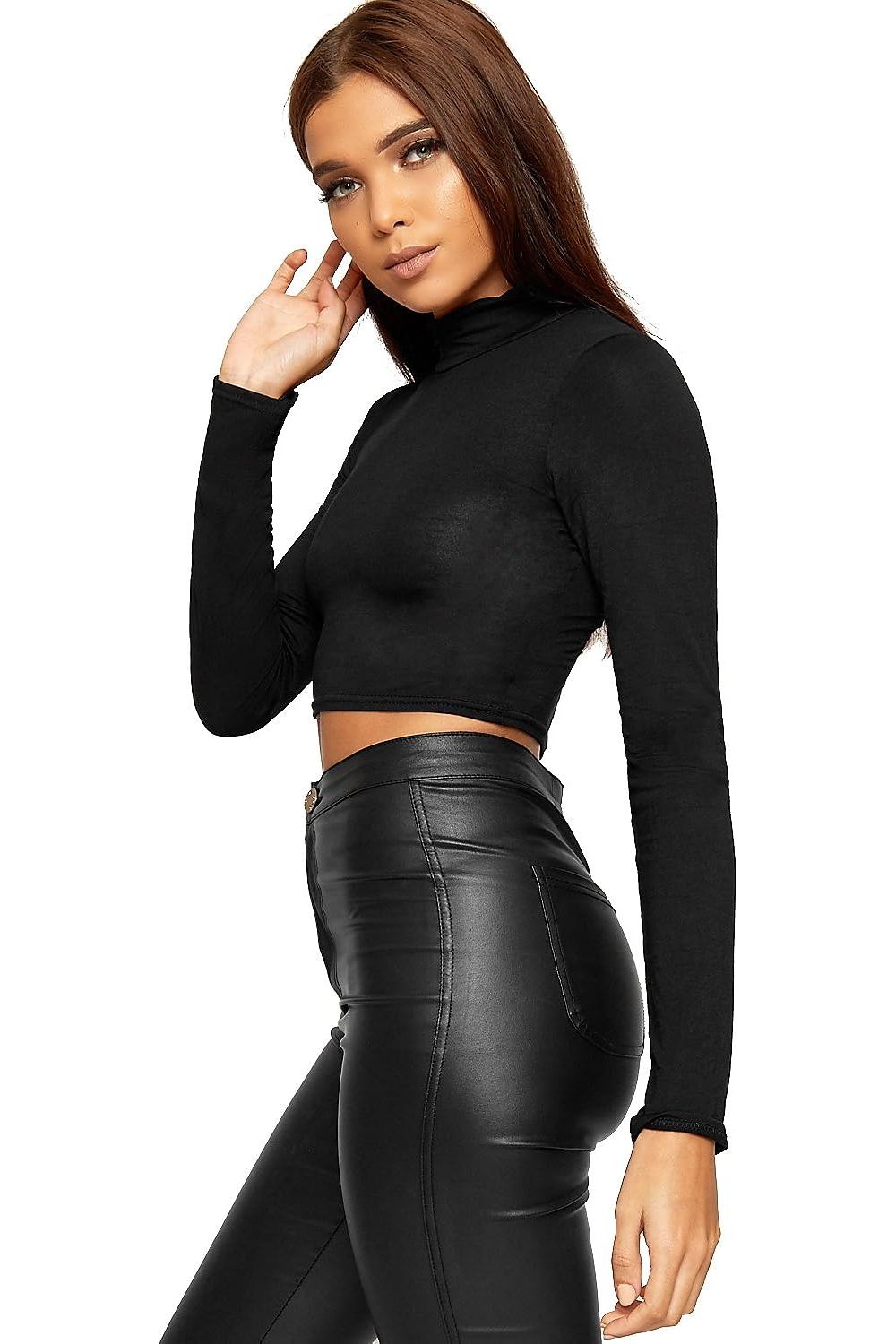 Turtle Neck Crop Top Tops WearAll