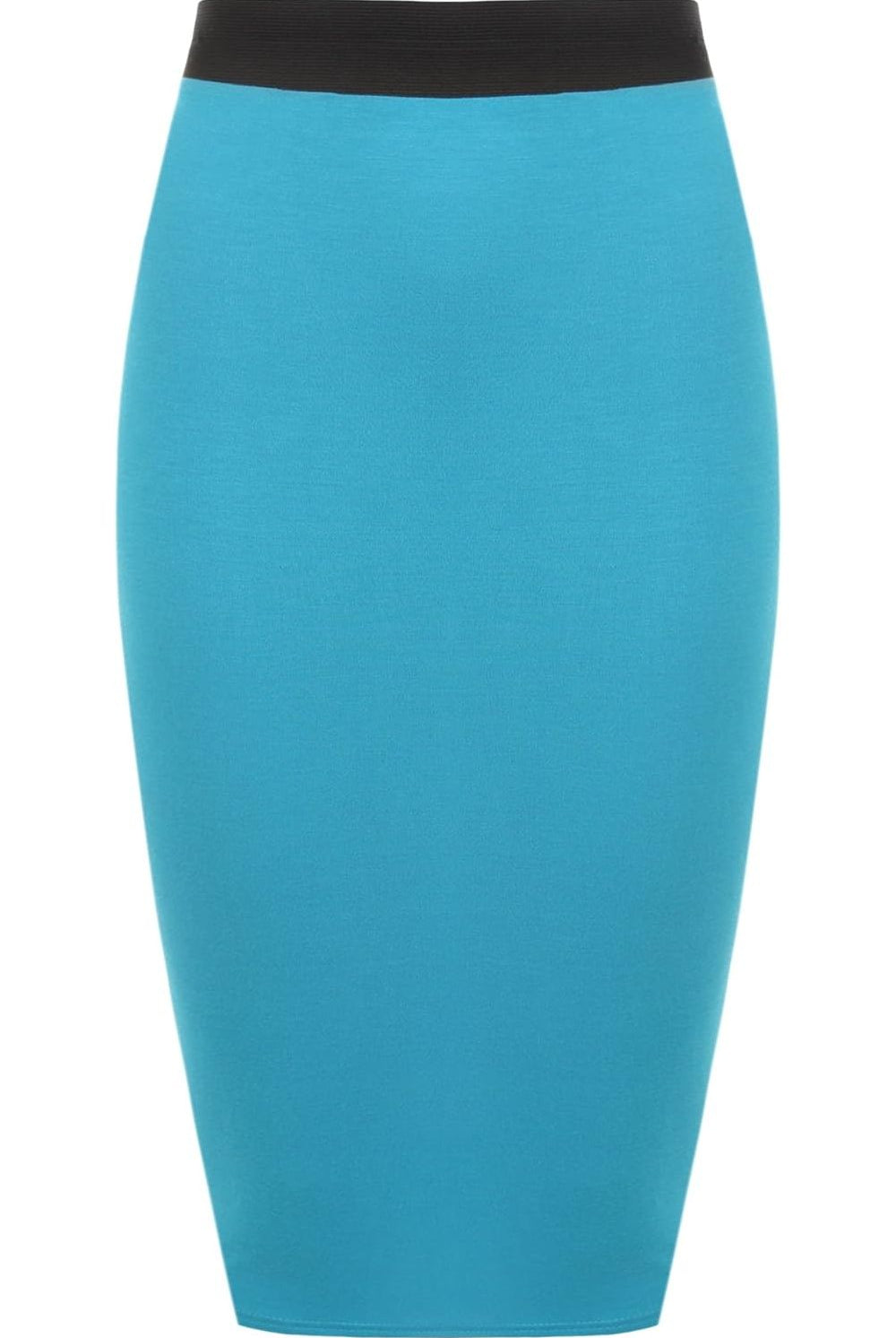 Plus Size Plain Stretch Pencil Midi Skirt